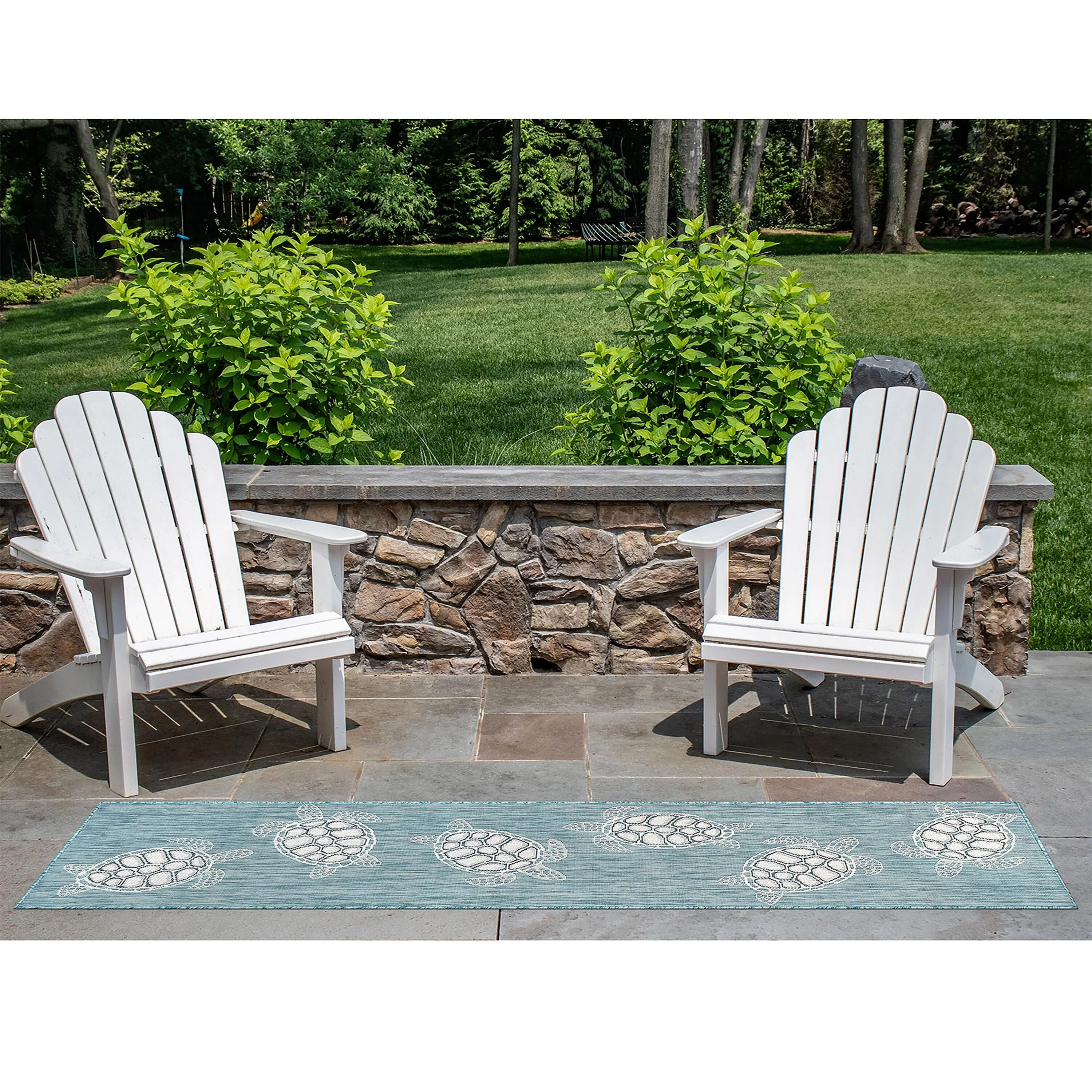 Indoor/Outdoor Textured Sea Turtles Polypropylene Runner, 23" x 7'6" - Image 4