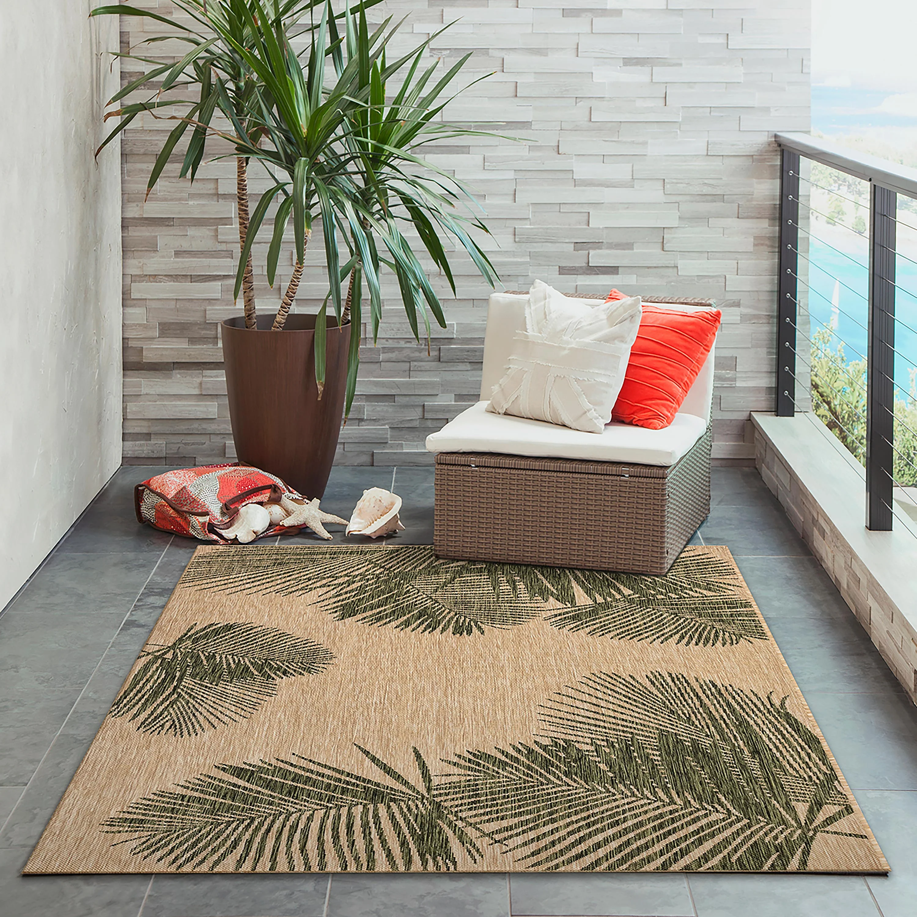Indoor/Outdoor Textured Palms Polypropylene Rug, 6'6" x 9'4" - Image 2