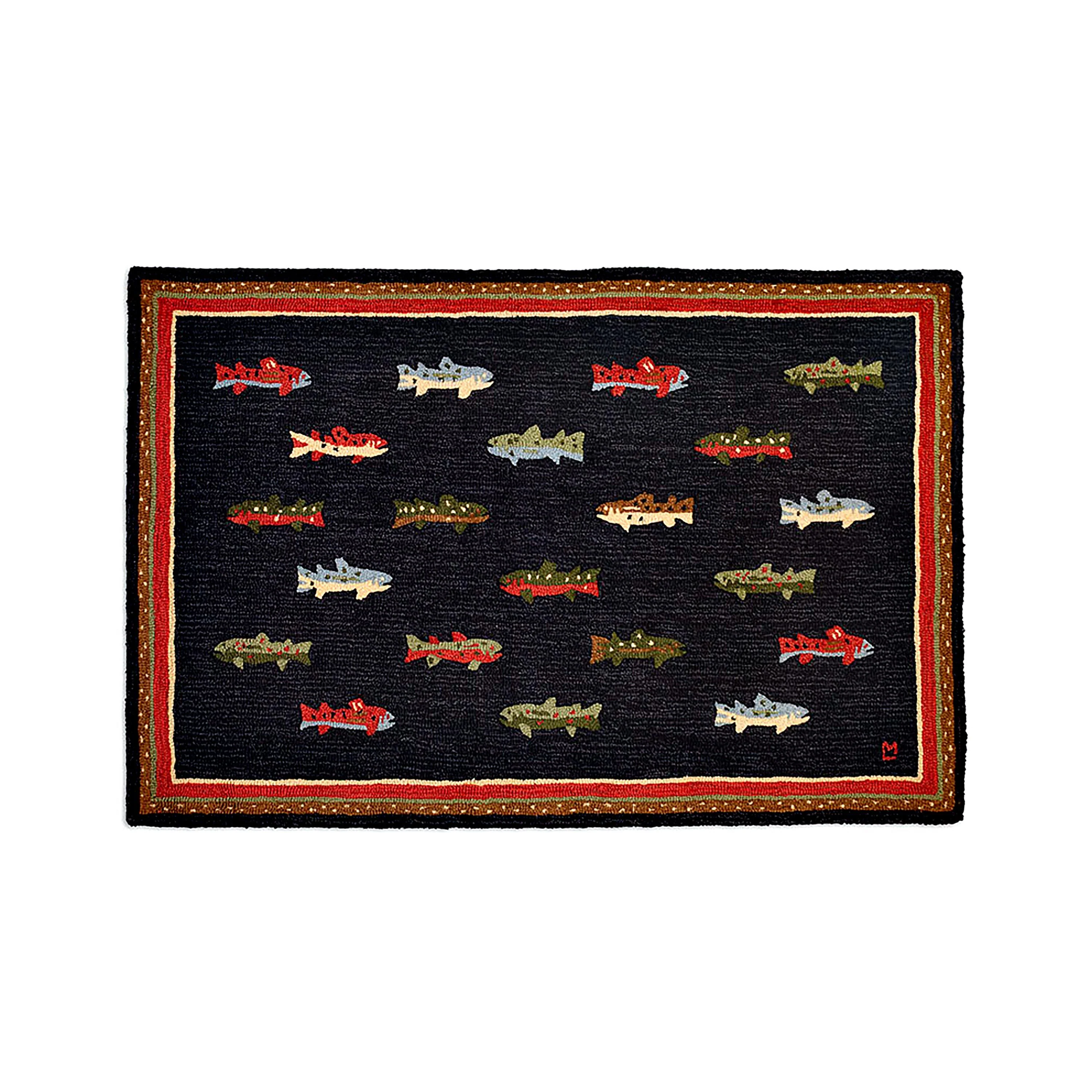 River Fish Hand-Hooked Wool Accent Rug - Image 3