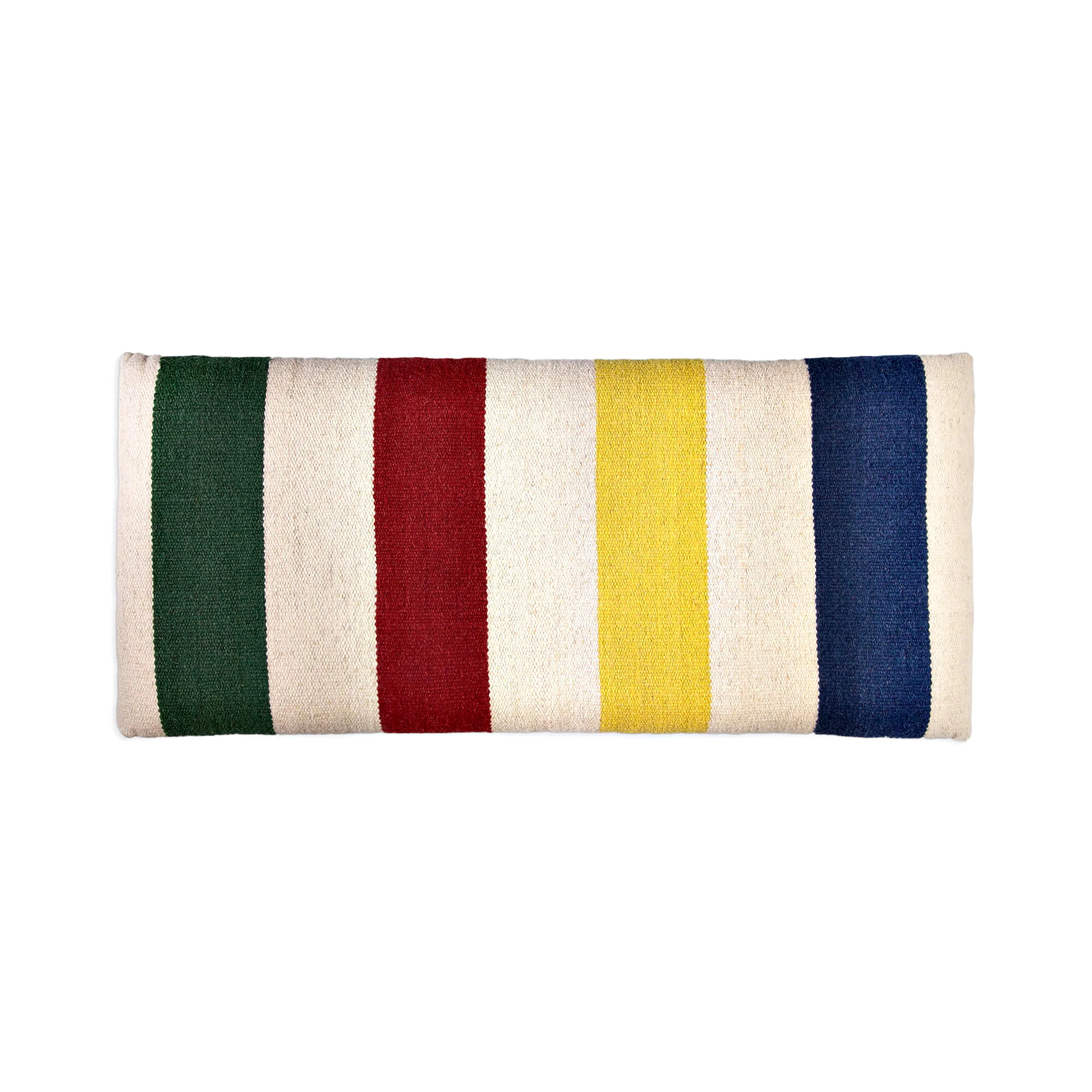 Medium Colorblock Hand-Hooked Wool and Hickory Bench - Image 2