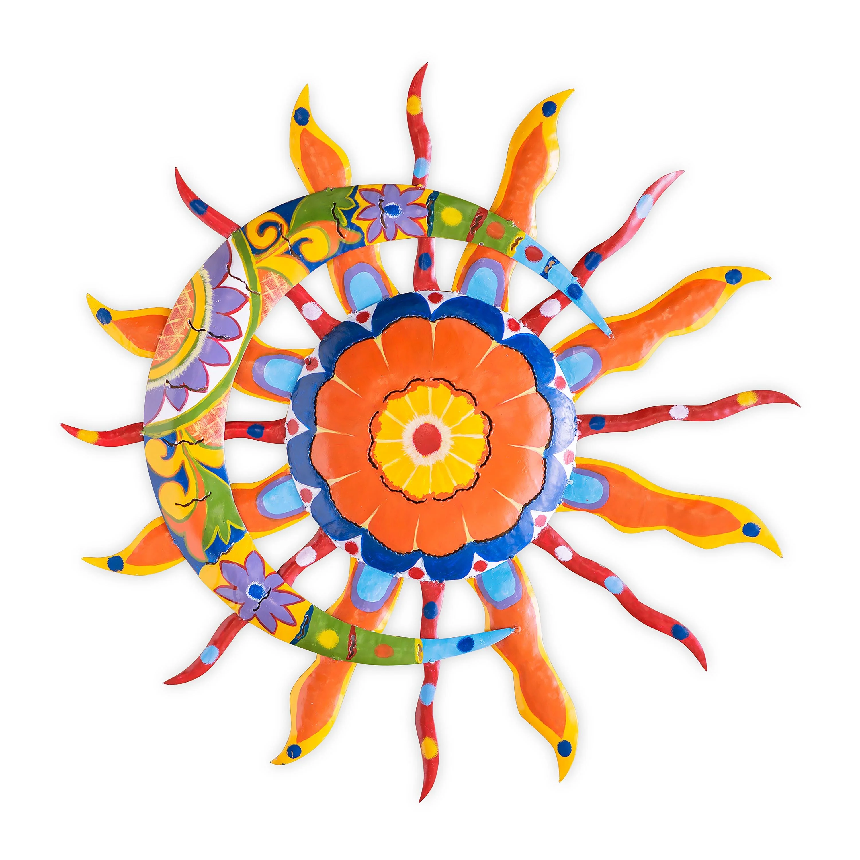 Talavera Sun and Moon Painted Metal Wall Art - Image 2
