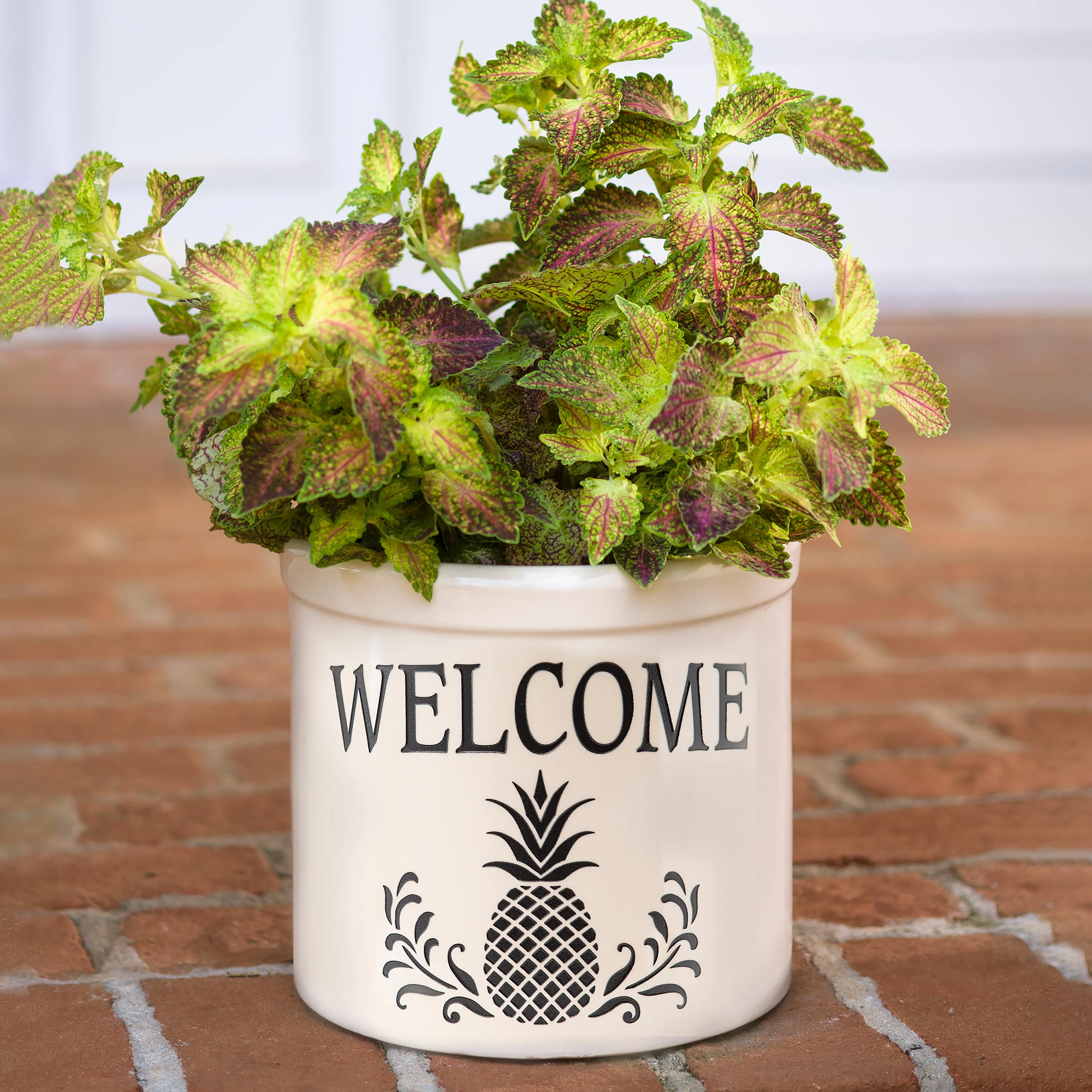 Pineapple Welcome Stoneware Crock