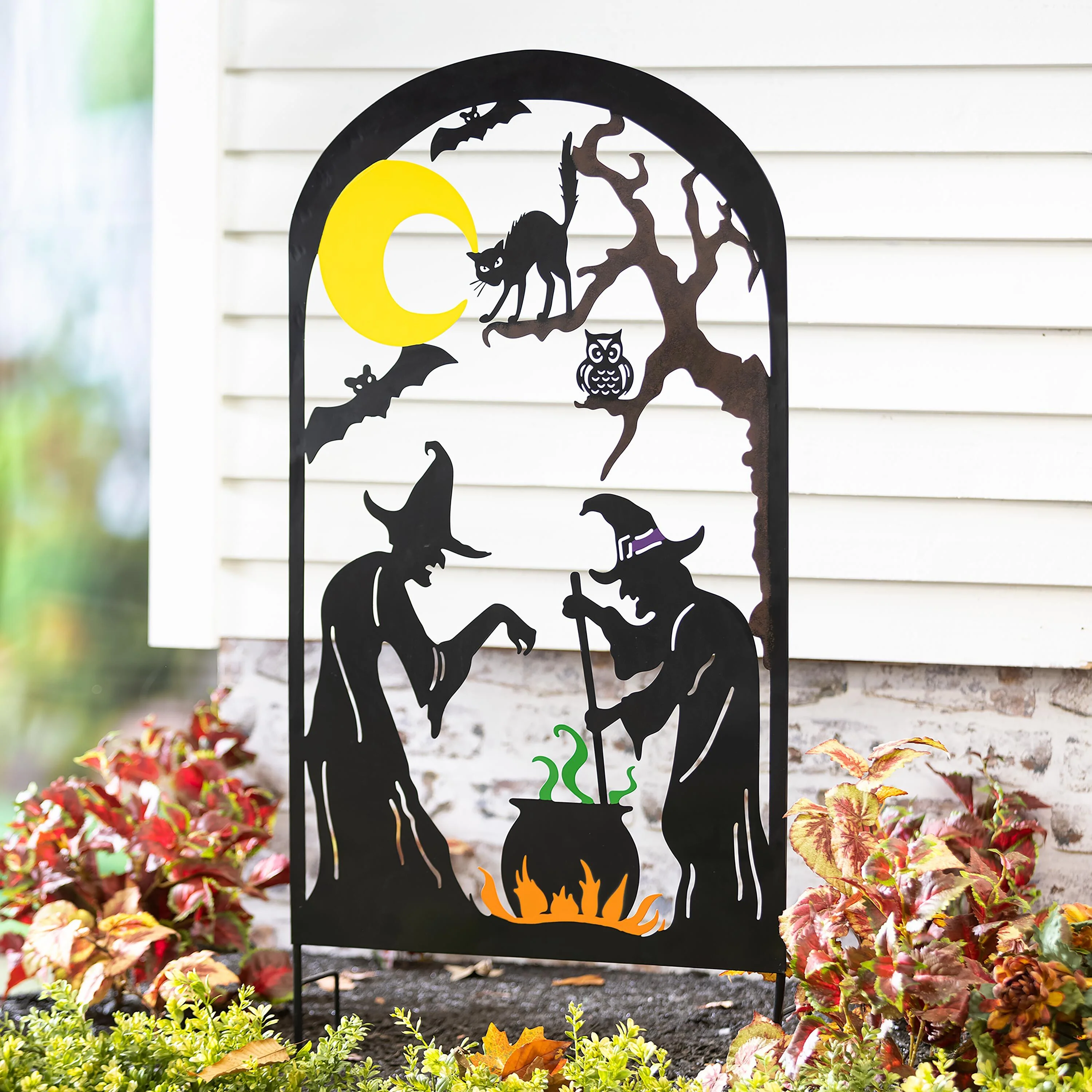 Metal Halloween Trellises In Witch And Haunted House Designs