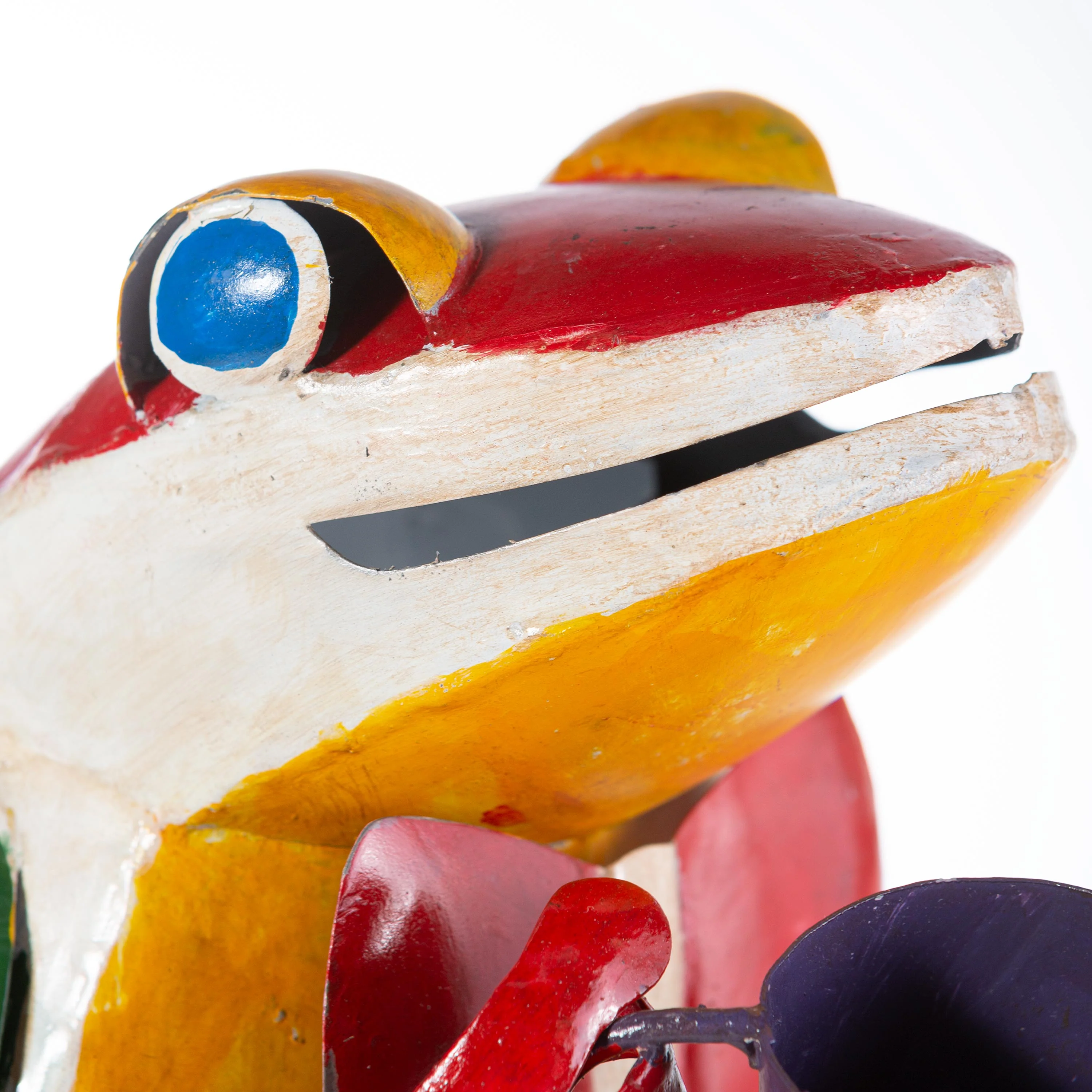 Sitting Frog with Coffee Cup Metal Garden Statue - Image 4