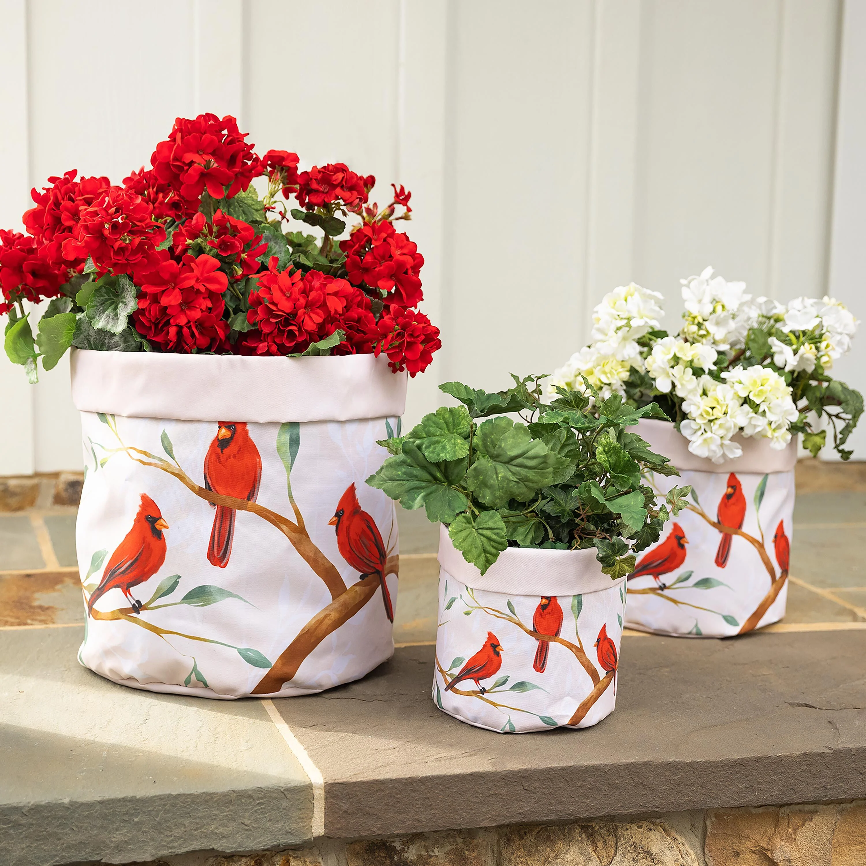 Lined Canvas Planters with Bird Designs, Set of 3 - Image 4