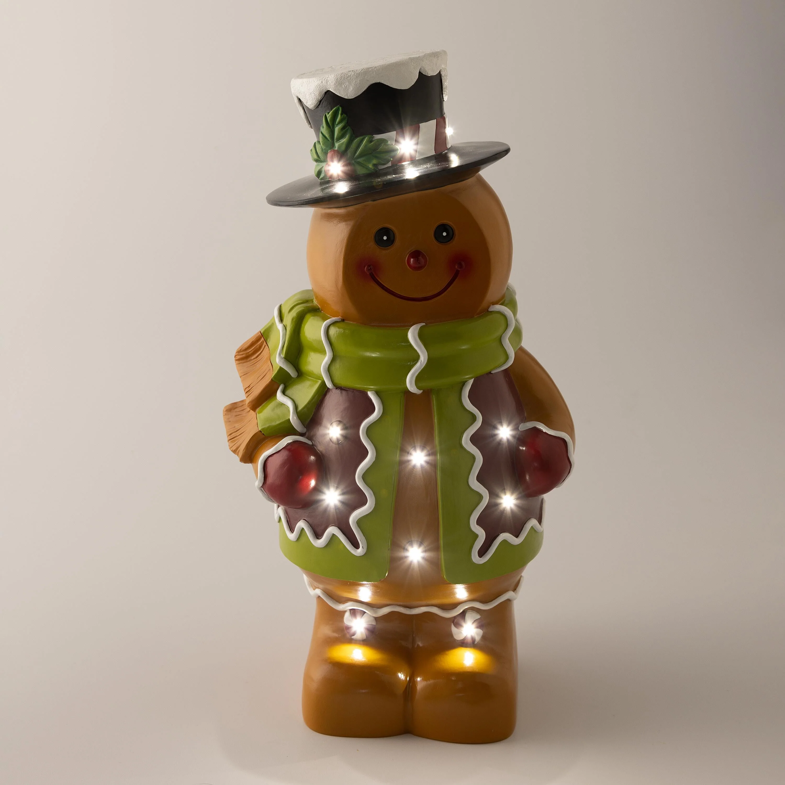 Indoor/Outdoor Lighted Gingerbread Boy Shorty Statue - Image 3