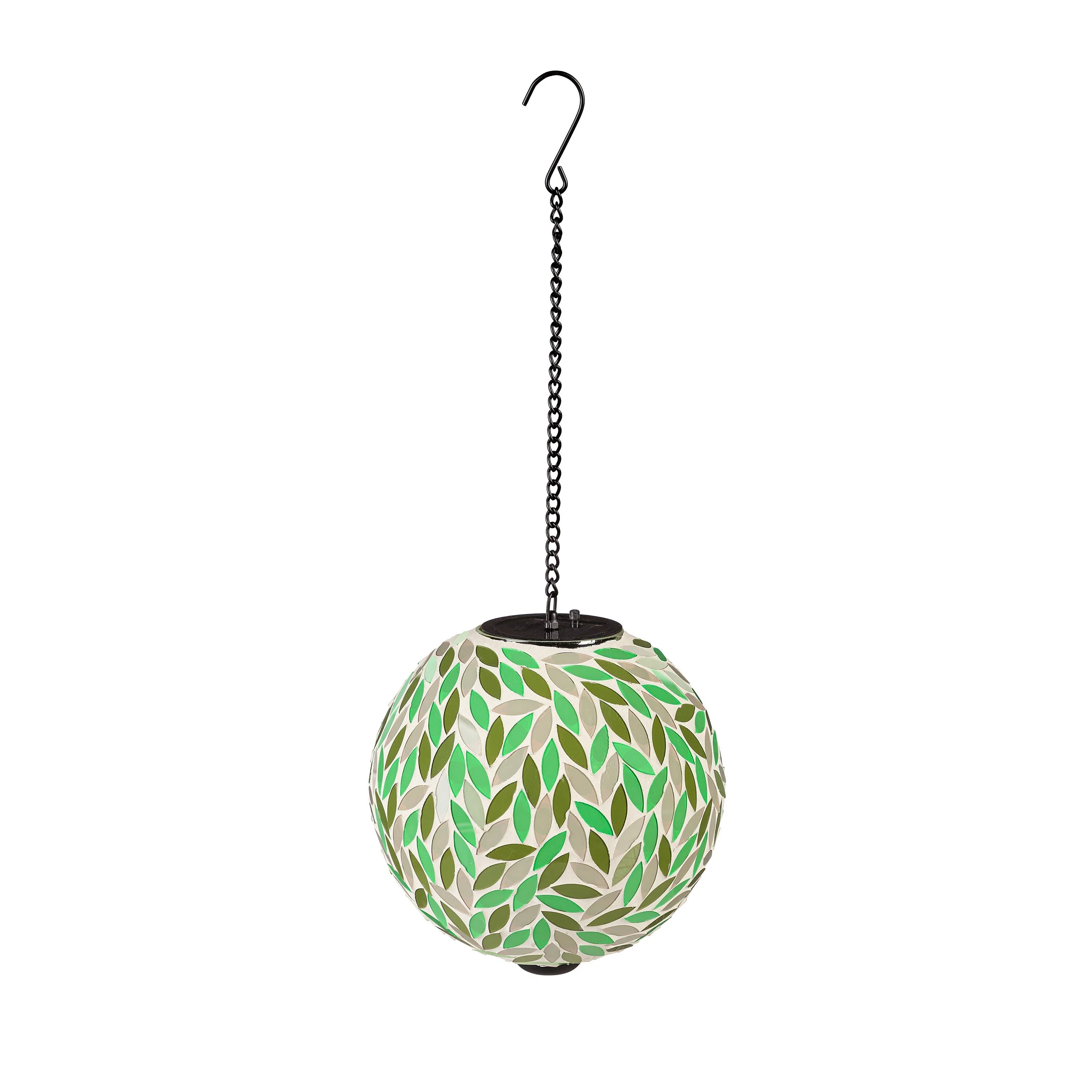Green Leaves Solar Hanging Mosaic Gazing Ball - Image 2