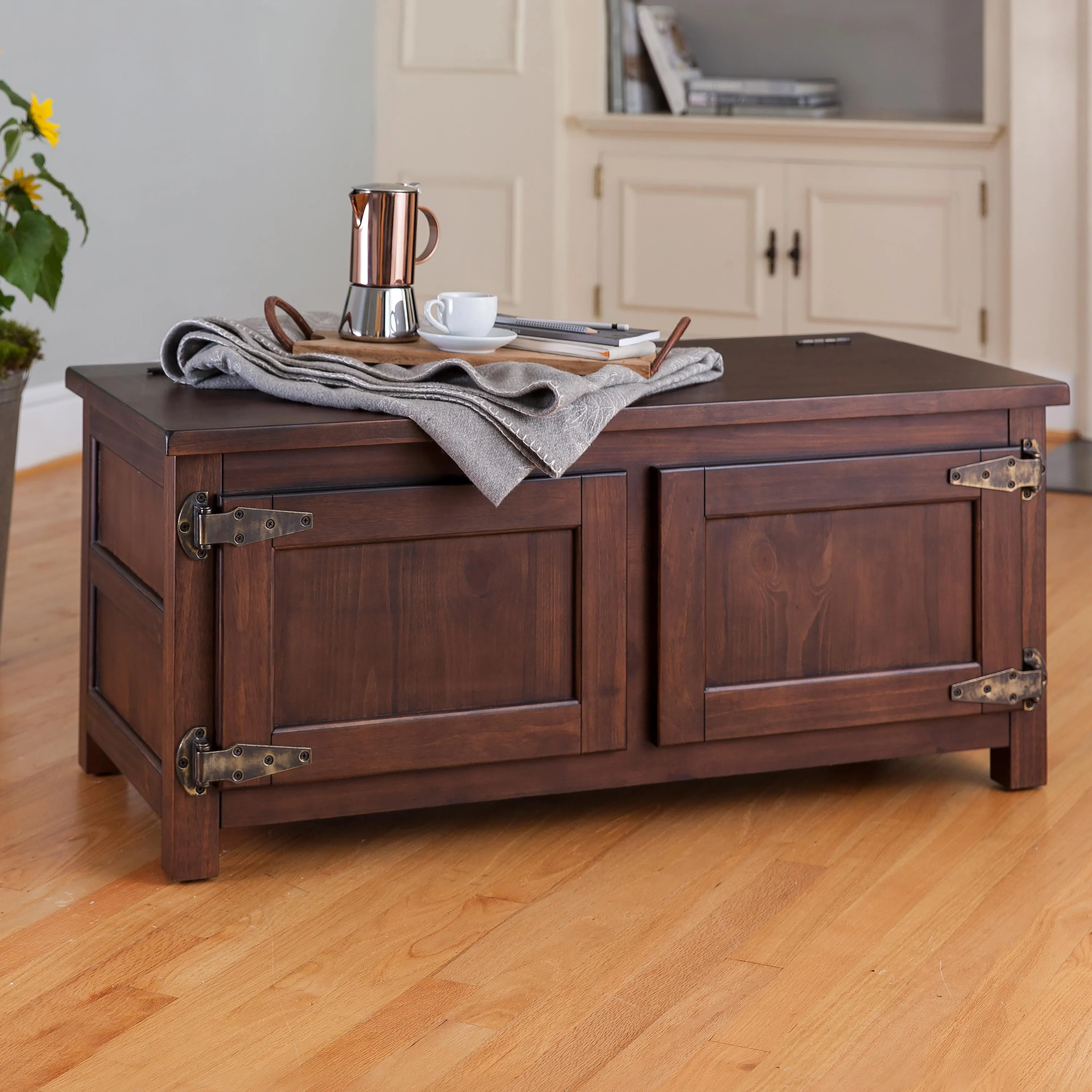 Portland Ice Box Wood Coffee Table/Bench with Replica Hardware - Image 3
