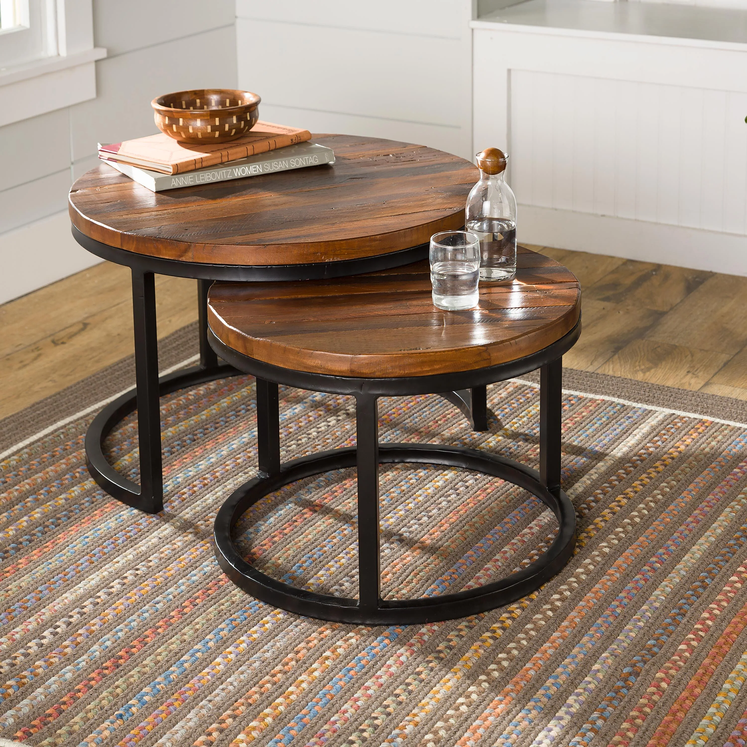 Allegheny Reclaimed Wood Round Nesting Tables, Set of 2 - Image 3