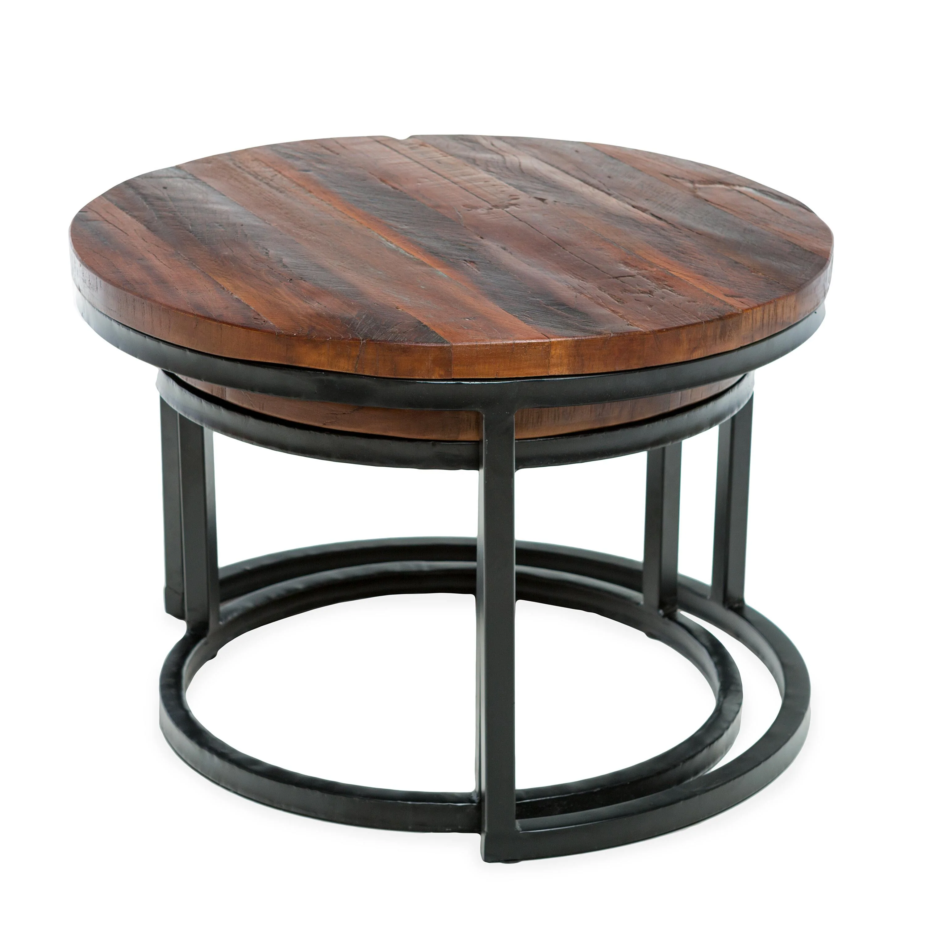 Allegheny Reclaimed Wood Round Nesting Tables, Set of 2 - Image 4