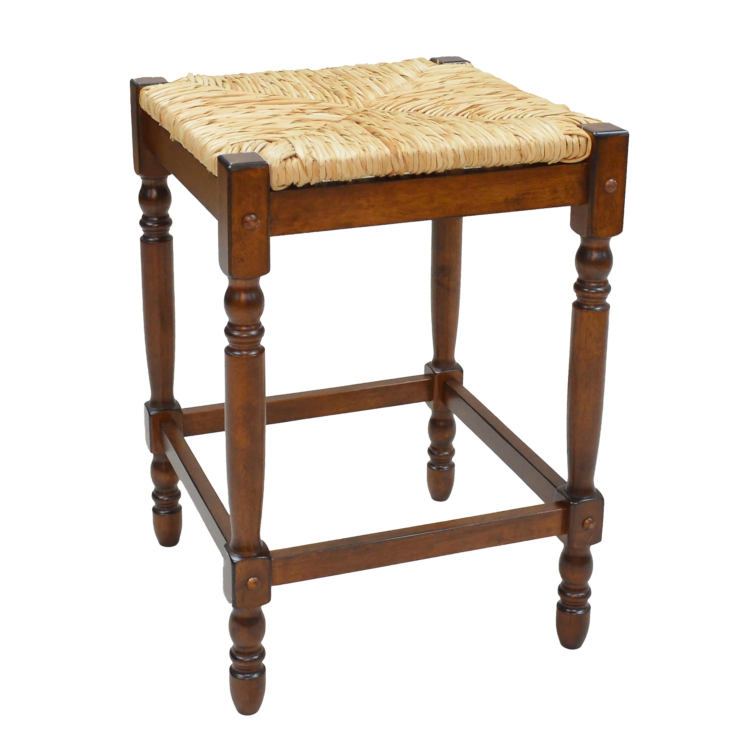 24"-High Counter Stool with Handwoven Rush Seat - Image 2