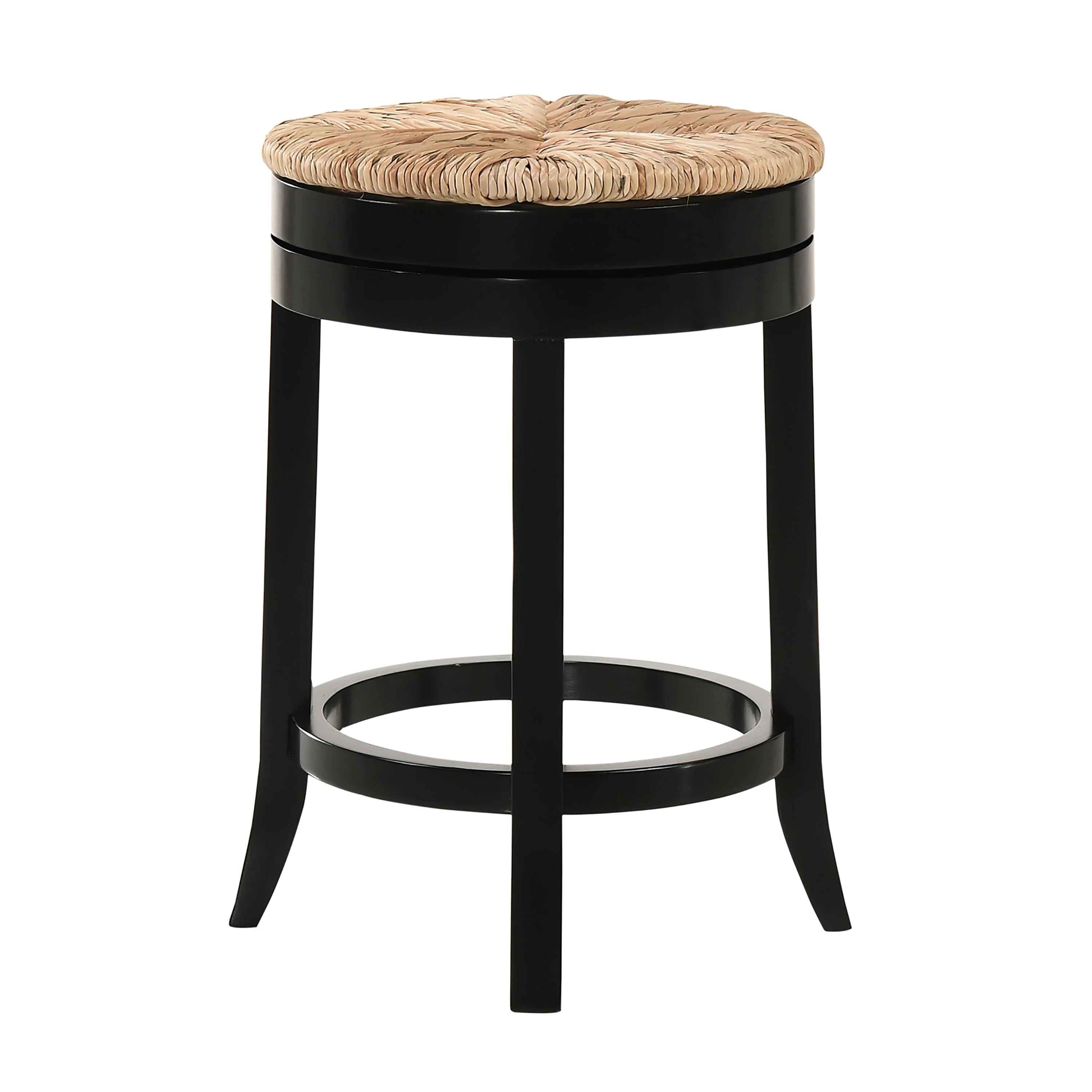 24" Round Rush Seat Swivel Counter Stool - Image 5