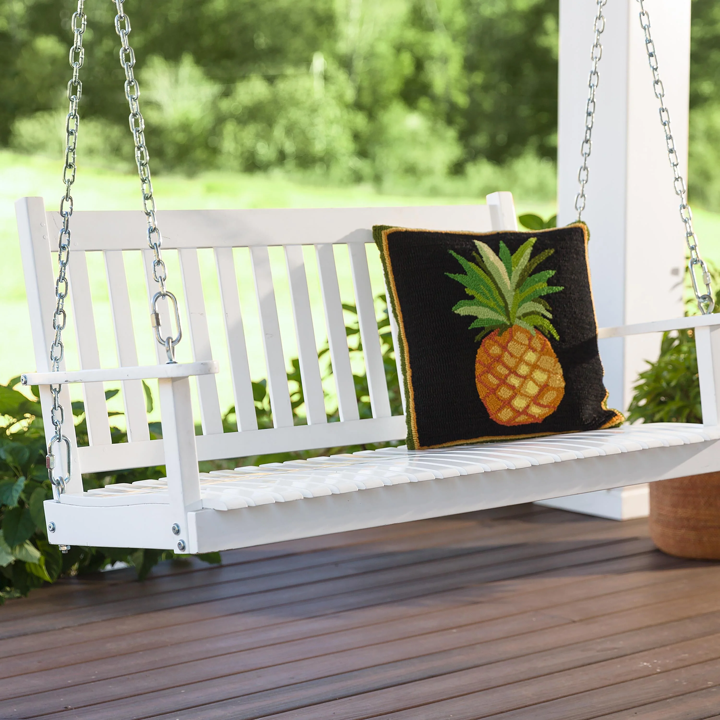 Slatted Wood Porch Swing - Image 5