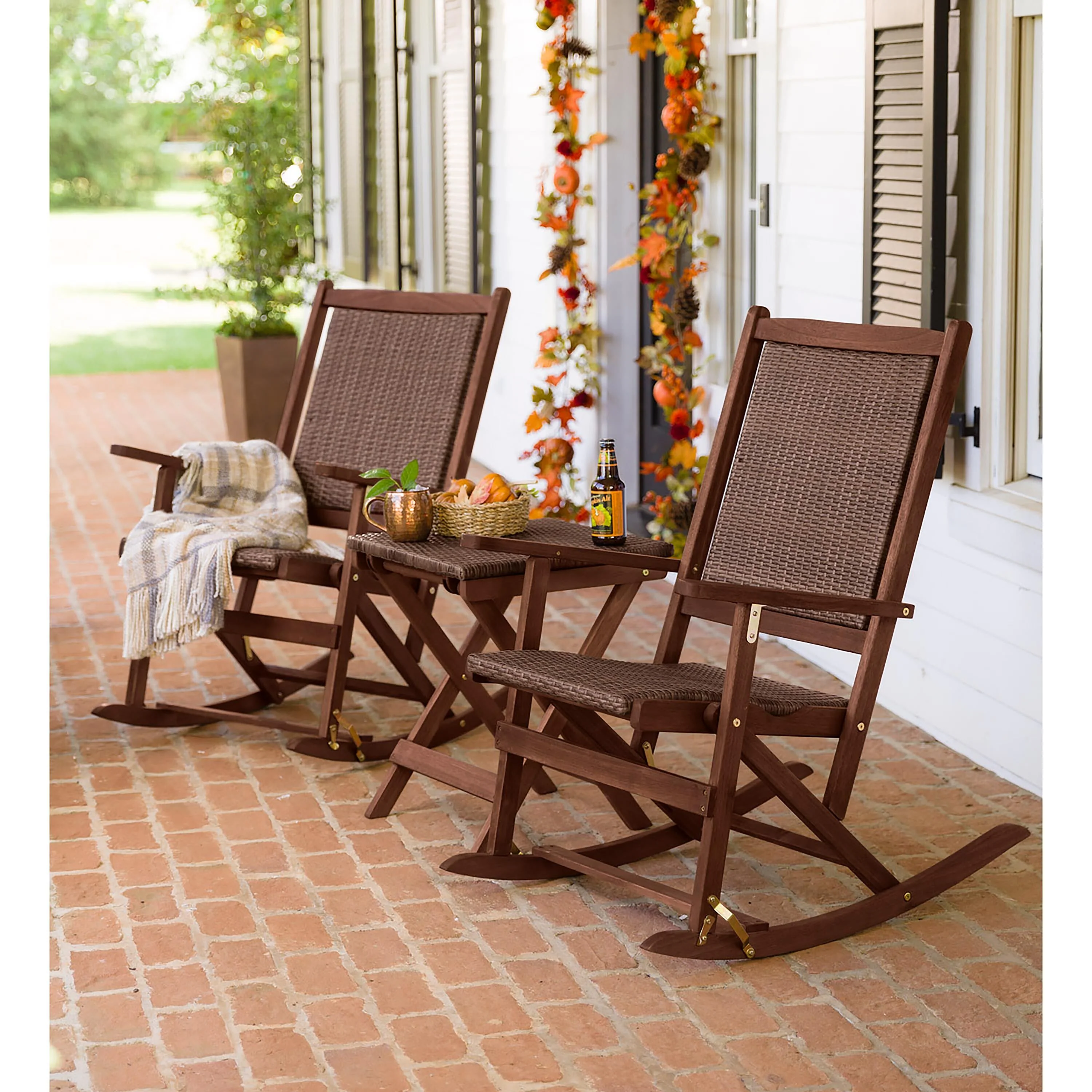 Claytor Folding Eucalyptus Outdoor Side Table - Image 2