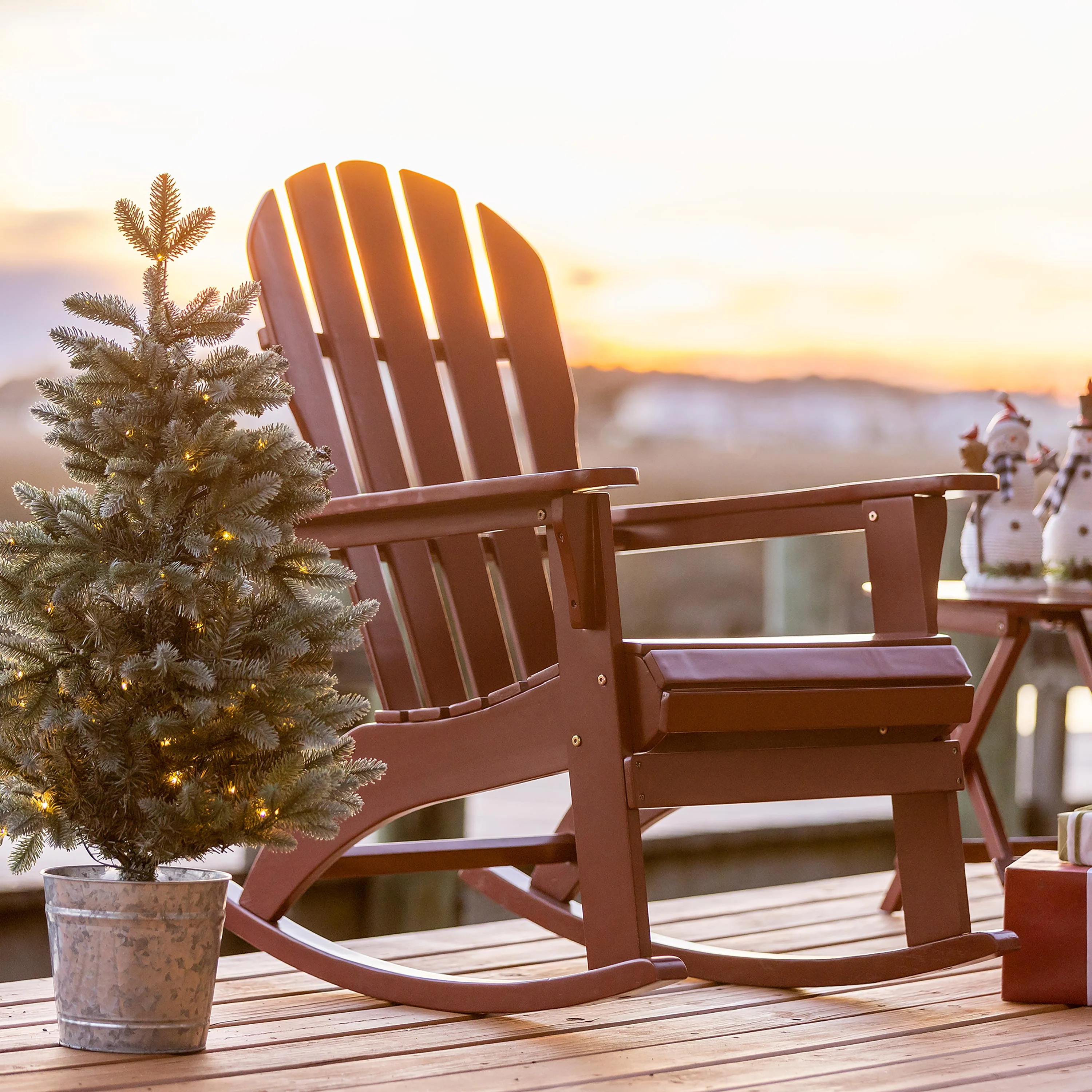 Eucalyptus Wood Adirondack Rocking Chair - Image 2