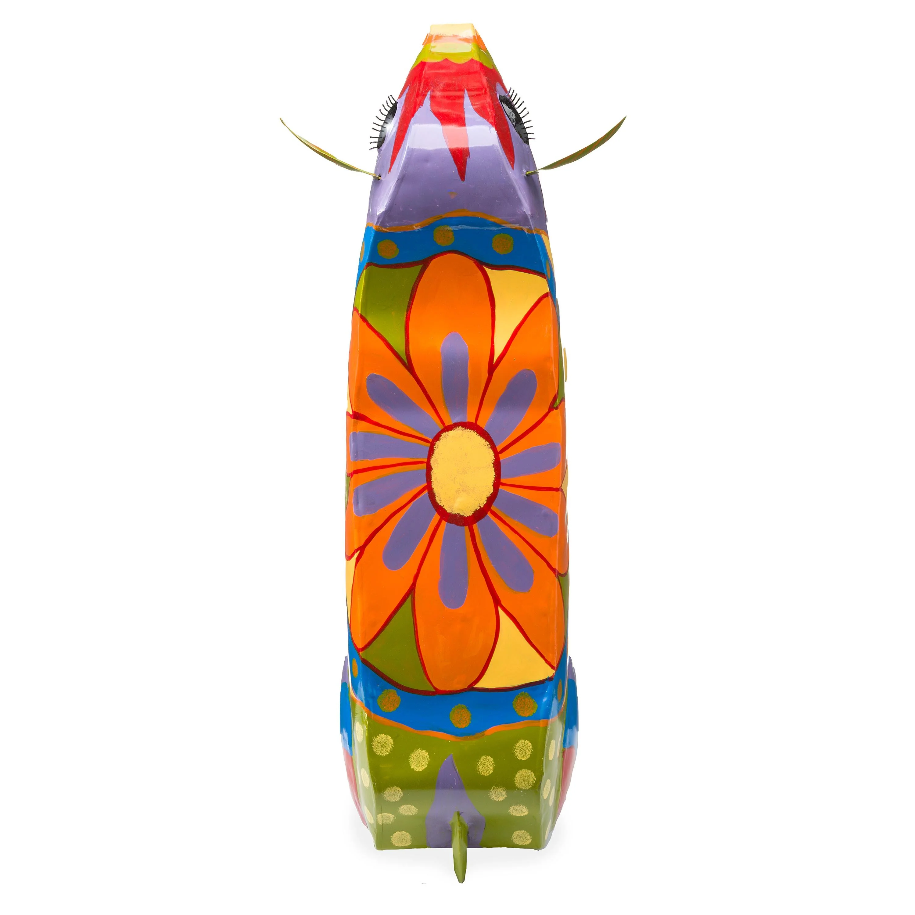 Handmade Colorful Painted Folk Art Cow Metal Side Table - Image 5