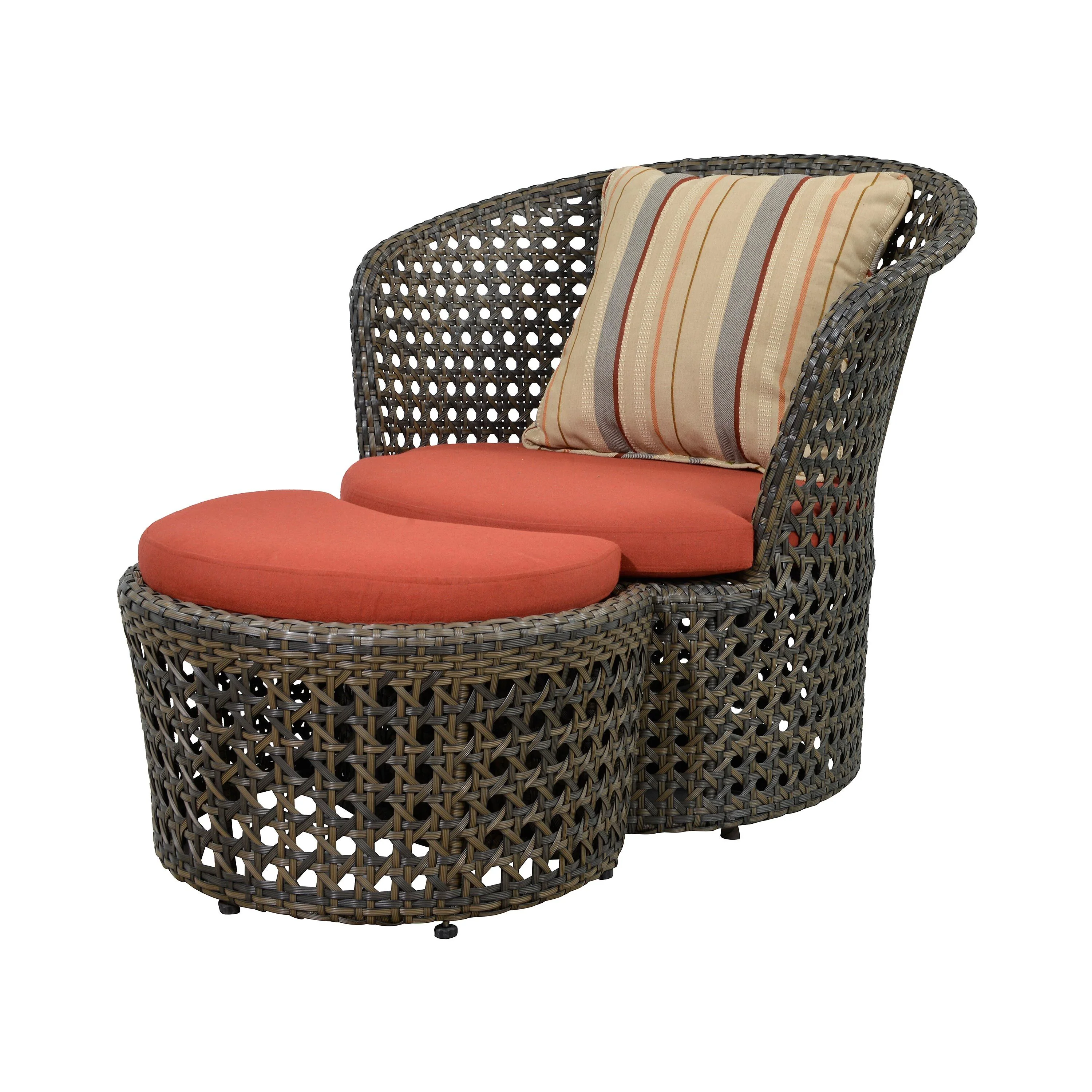 Wicker Conversation Set with Ottomans and Sunbrella Cushions, 5-Piece Set - Image 3