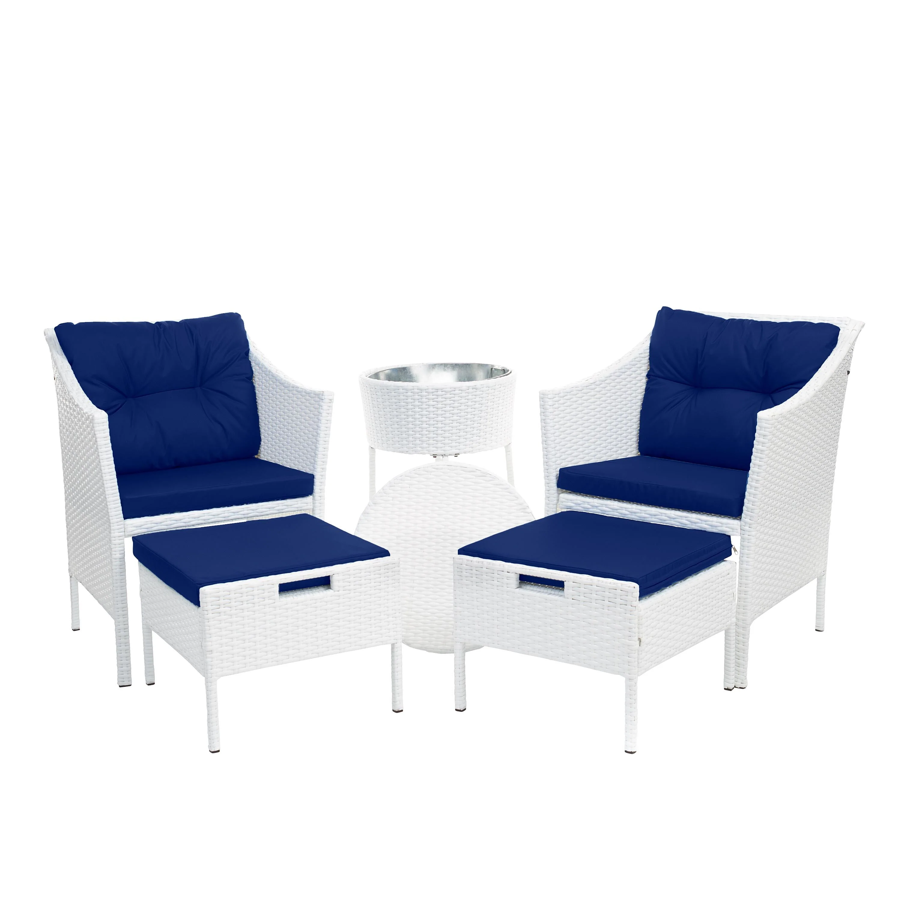 Harbor Moon Chat Set with Hideaway Ottomans and Cooler Table - Image 5