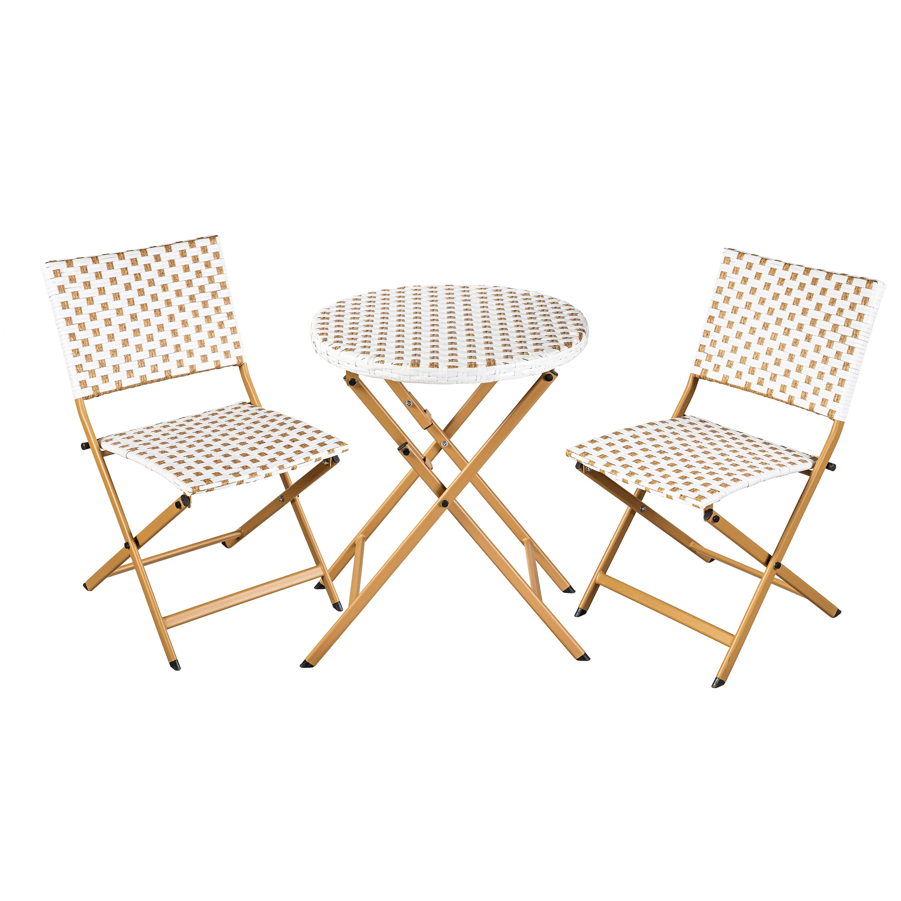 Folding Wicker 3-Piece Bistro Set - Image 3