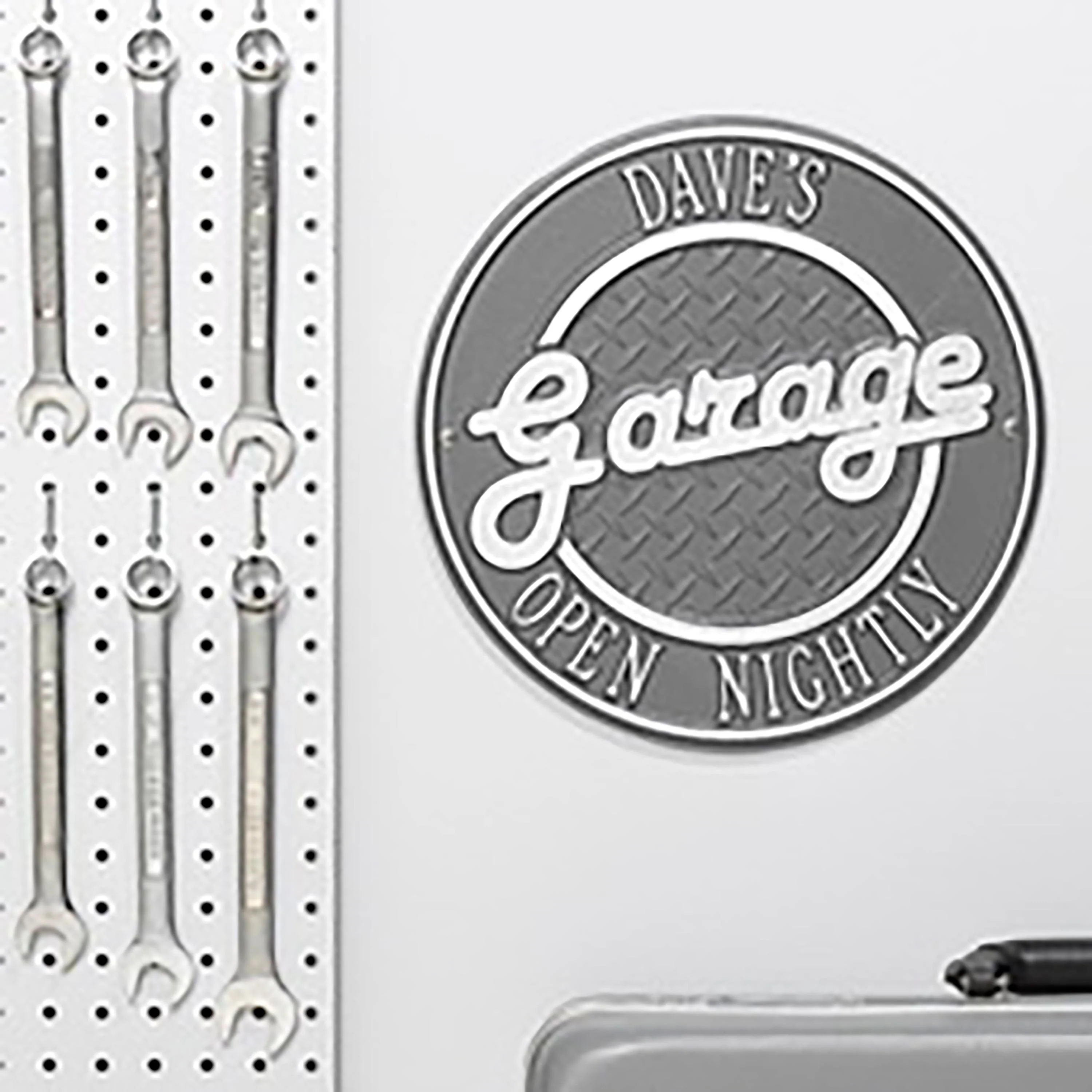 Personalized Round Retro Garage Sign In Cast Aluminum - Image 3