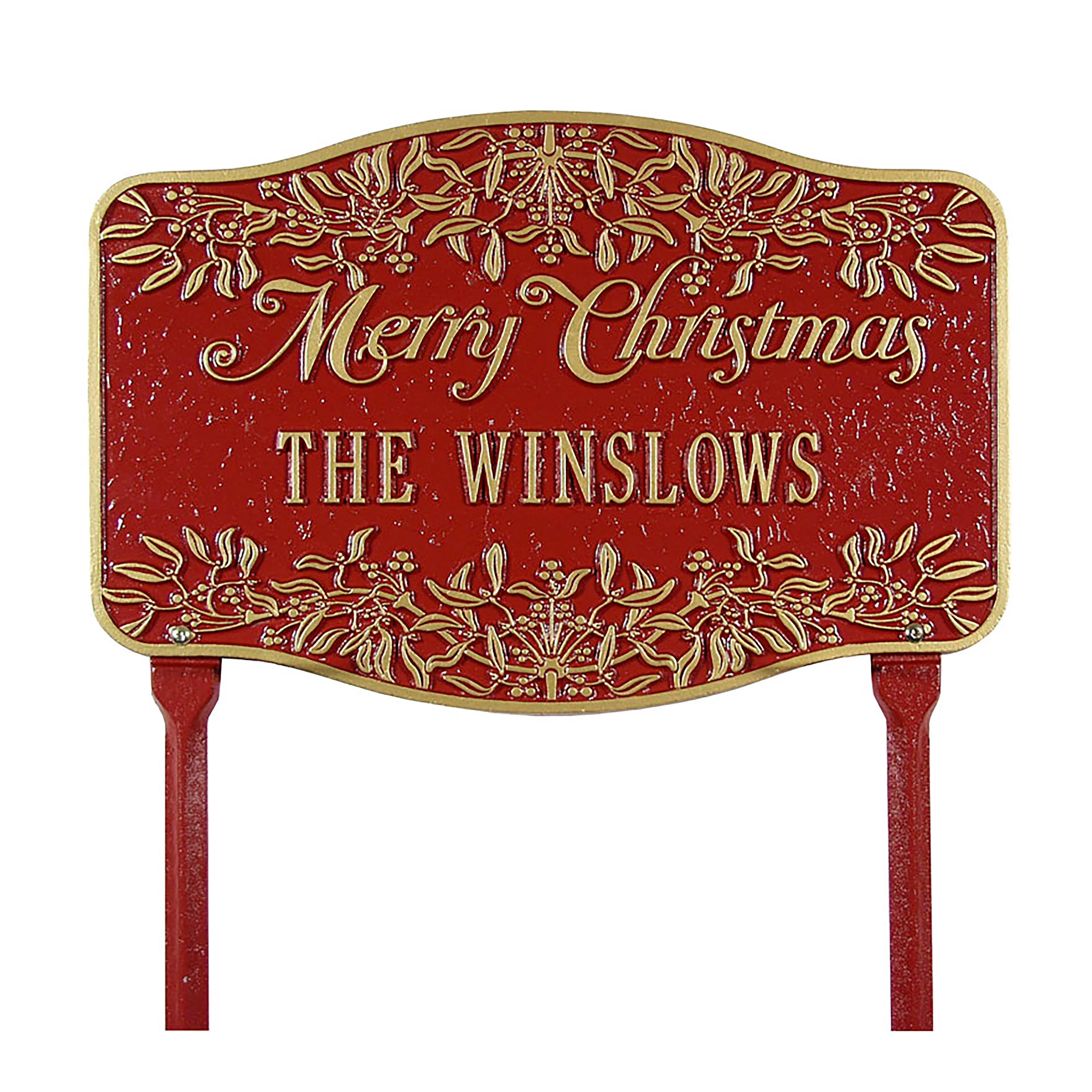 American-Made Personalized Merry Christmas Yard Sign In Cast Aluminum - Image 2
