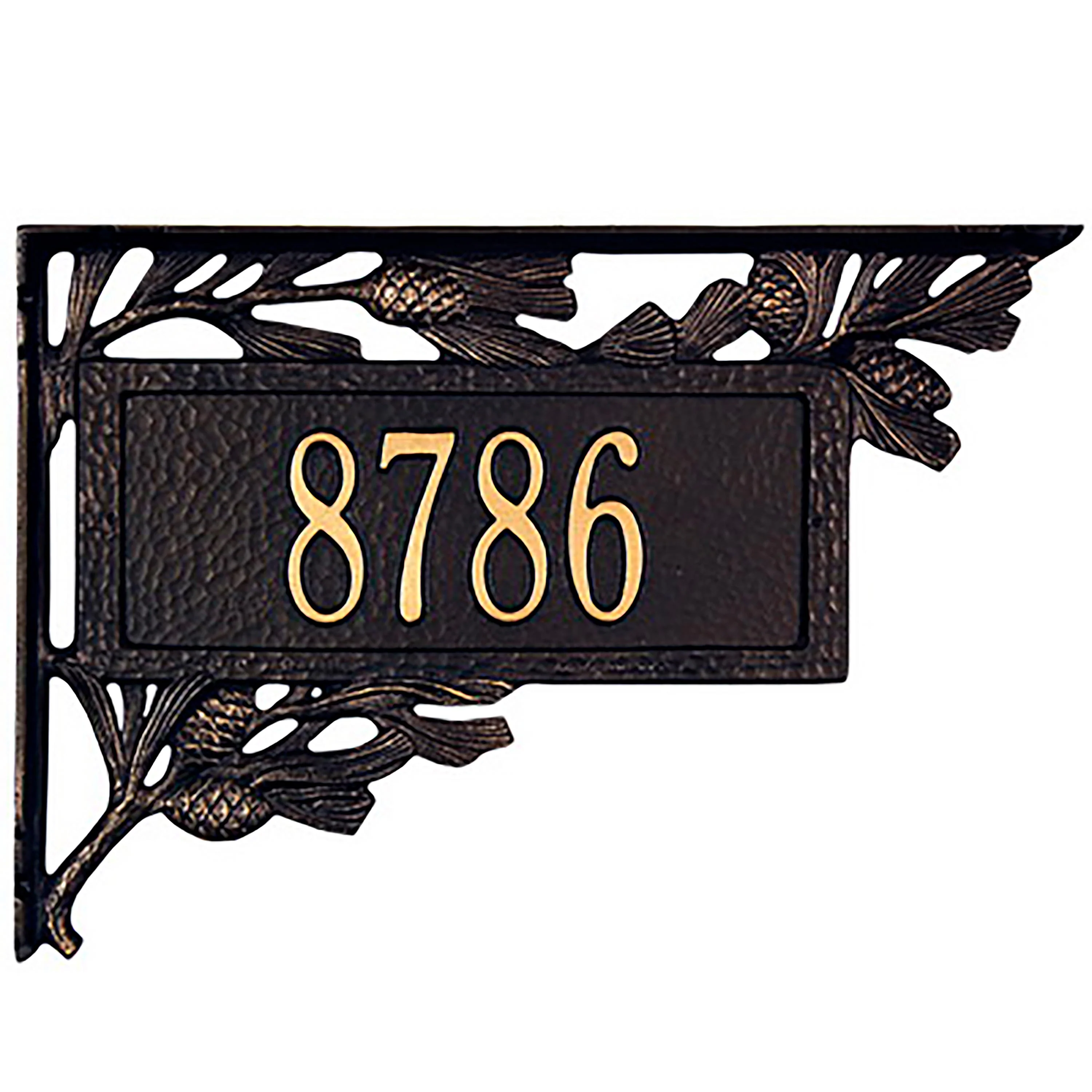 American-Made Personalized Pine Cone 2-Sided Mailbox Address Marker In Cast Aluminum