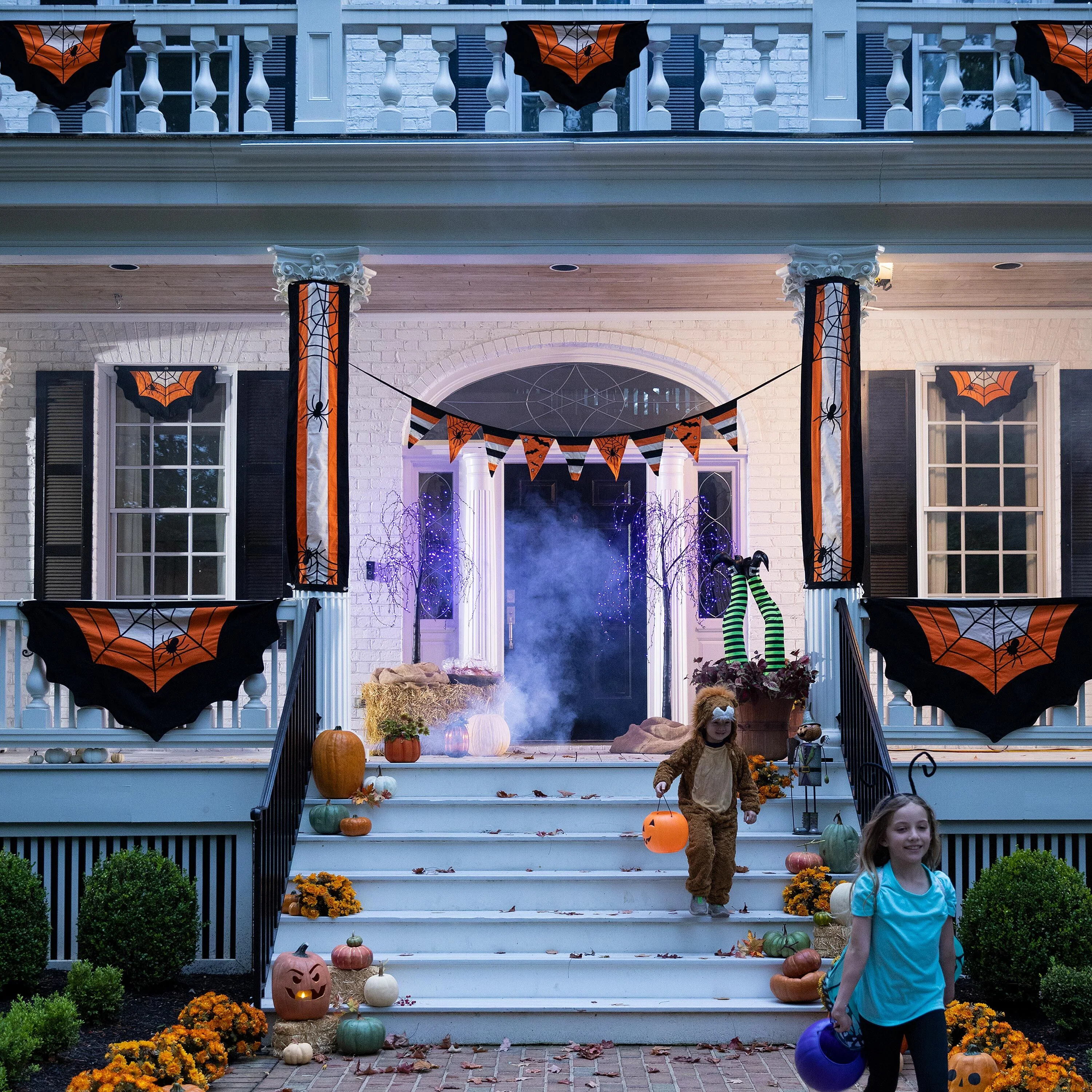 Large Halloween Spider Web Cotton Bunting - Image 4