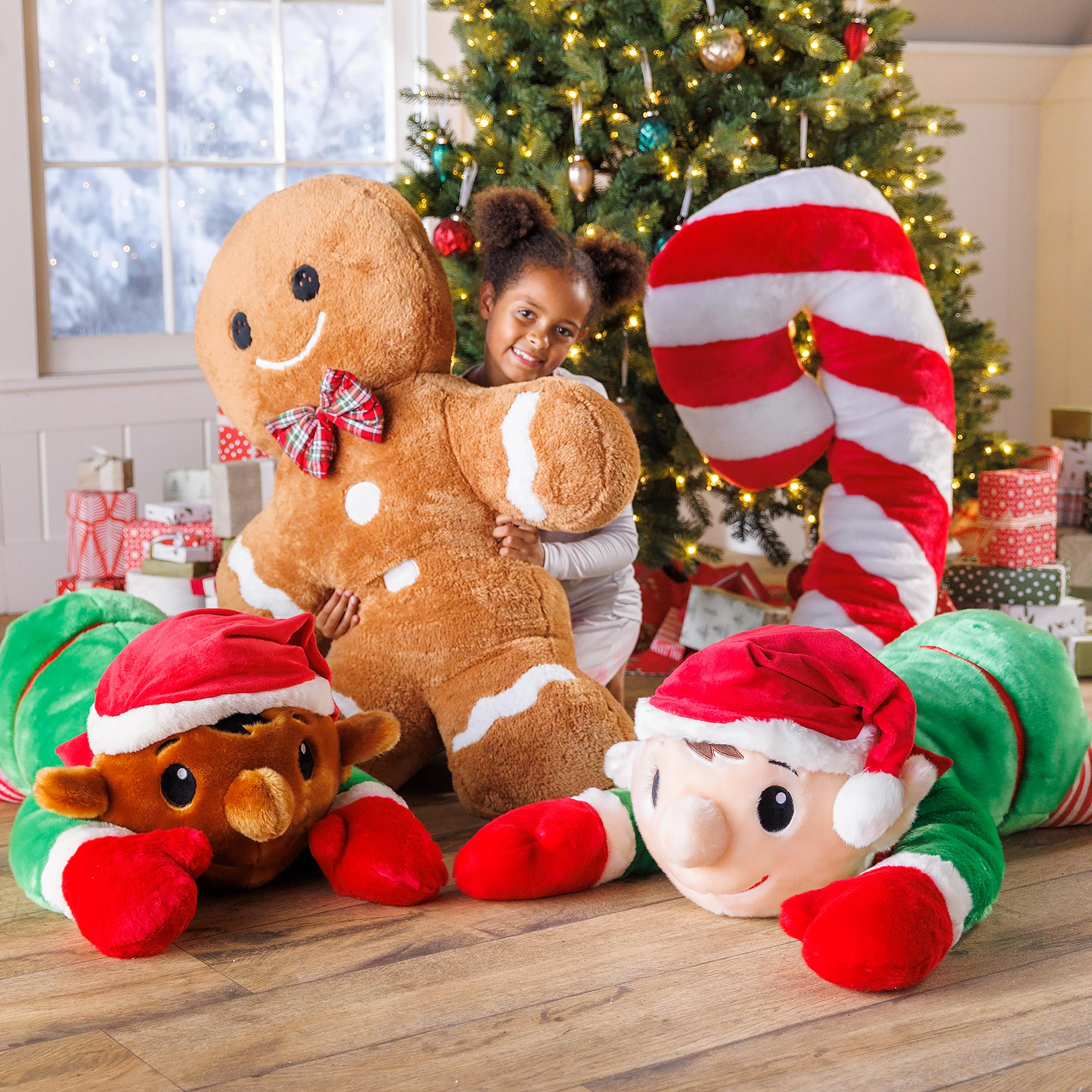 Candy Cane Plush Cuddle Holiday Body Pillow - Image 4