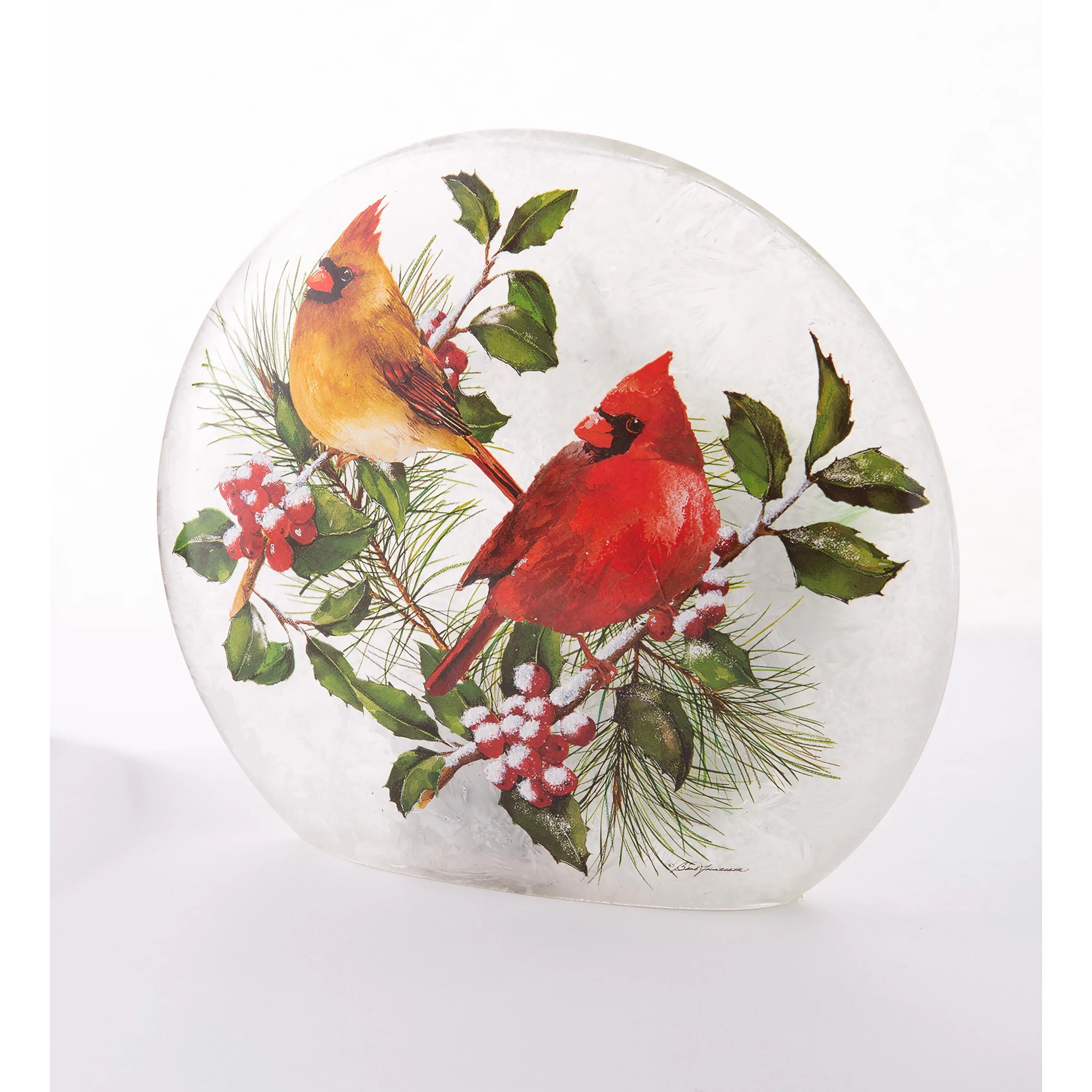 Winter Cardinals Frosted Glass Accent Light - Image 2