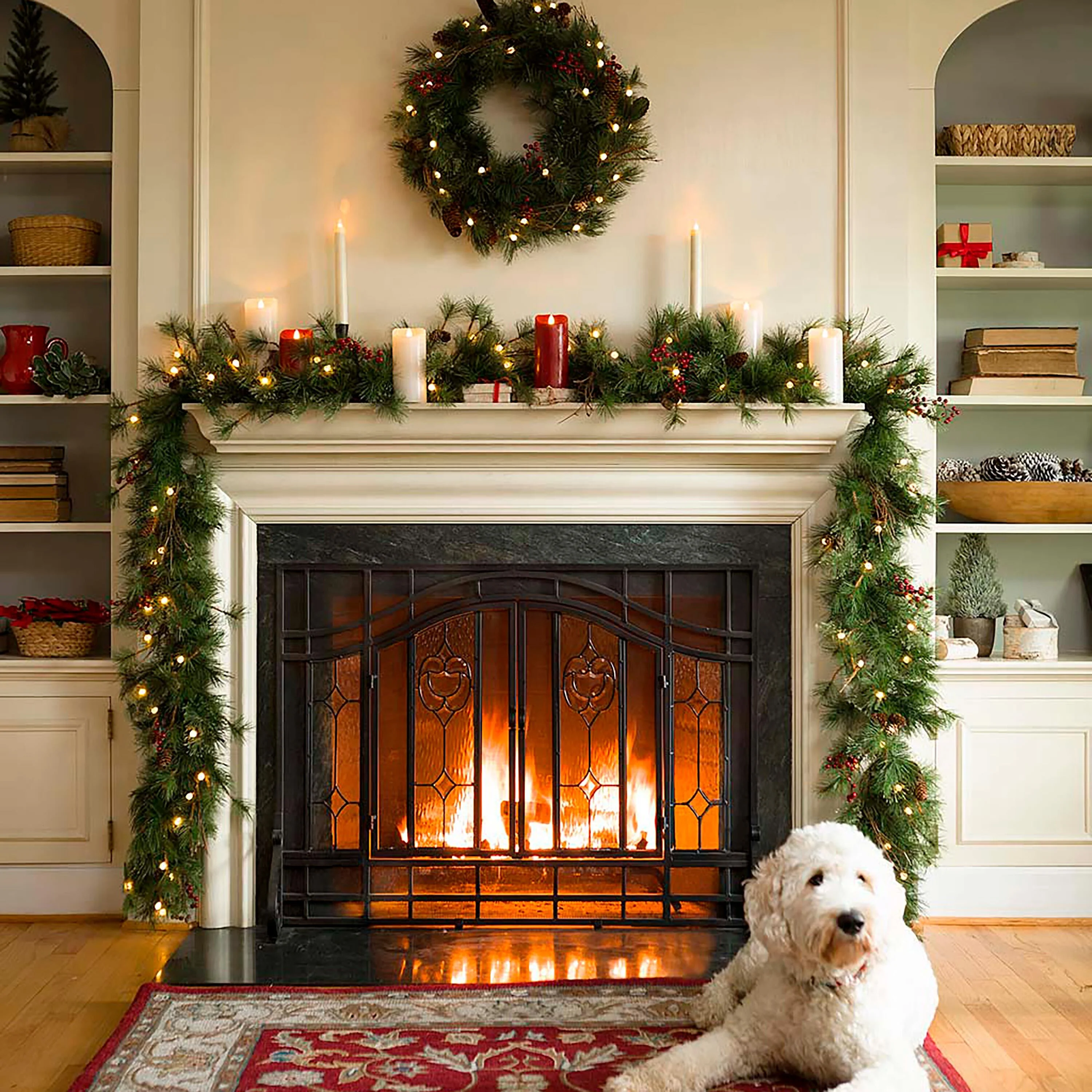 Indoor/Outdoor Blue Ridge Wreath with Battery-Operated Dual-Function Lights, 30" dia. - Image 4
