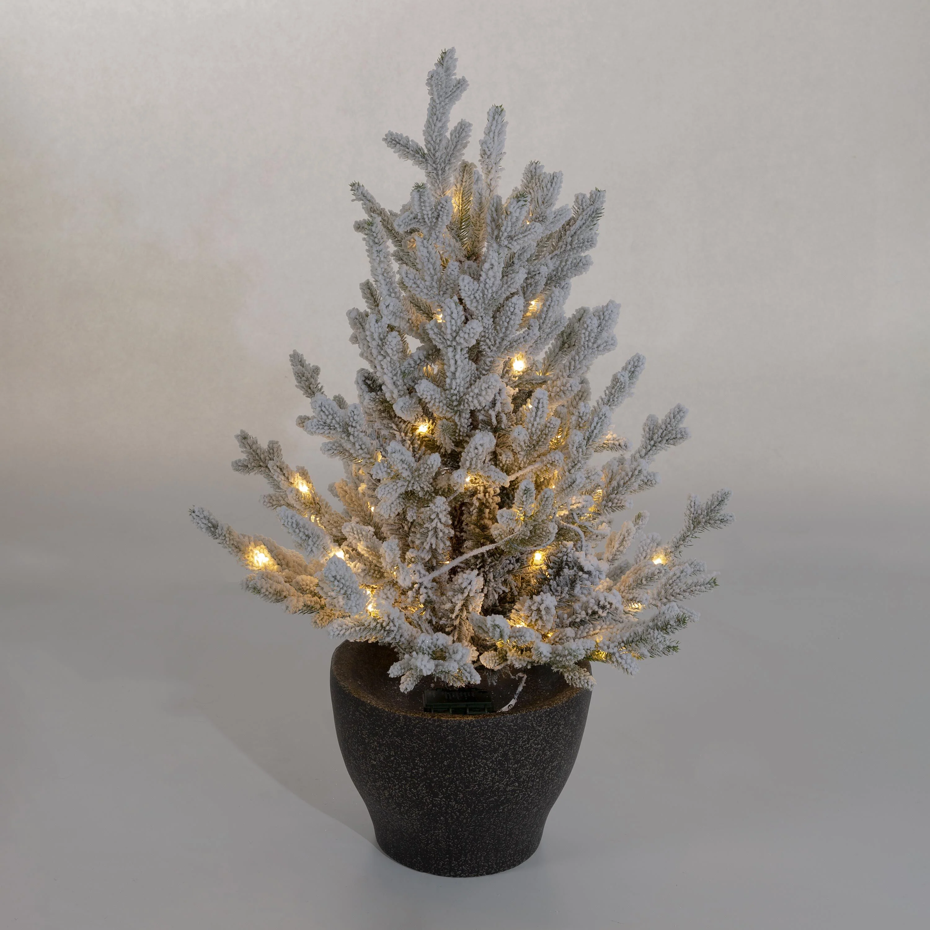 Indoor/Outdoor Flocked Roanoke Spruce Potted Tree with Warm White LEDs - Image 2