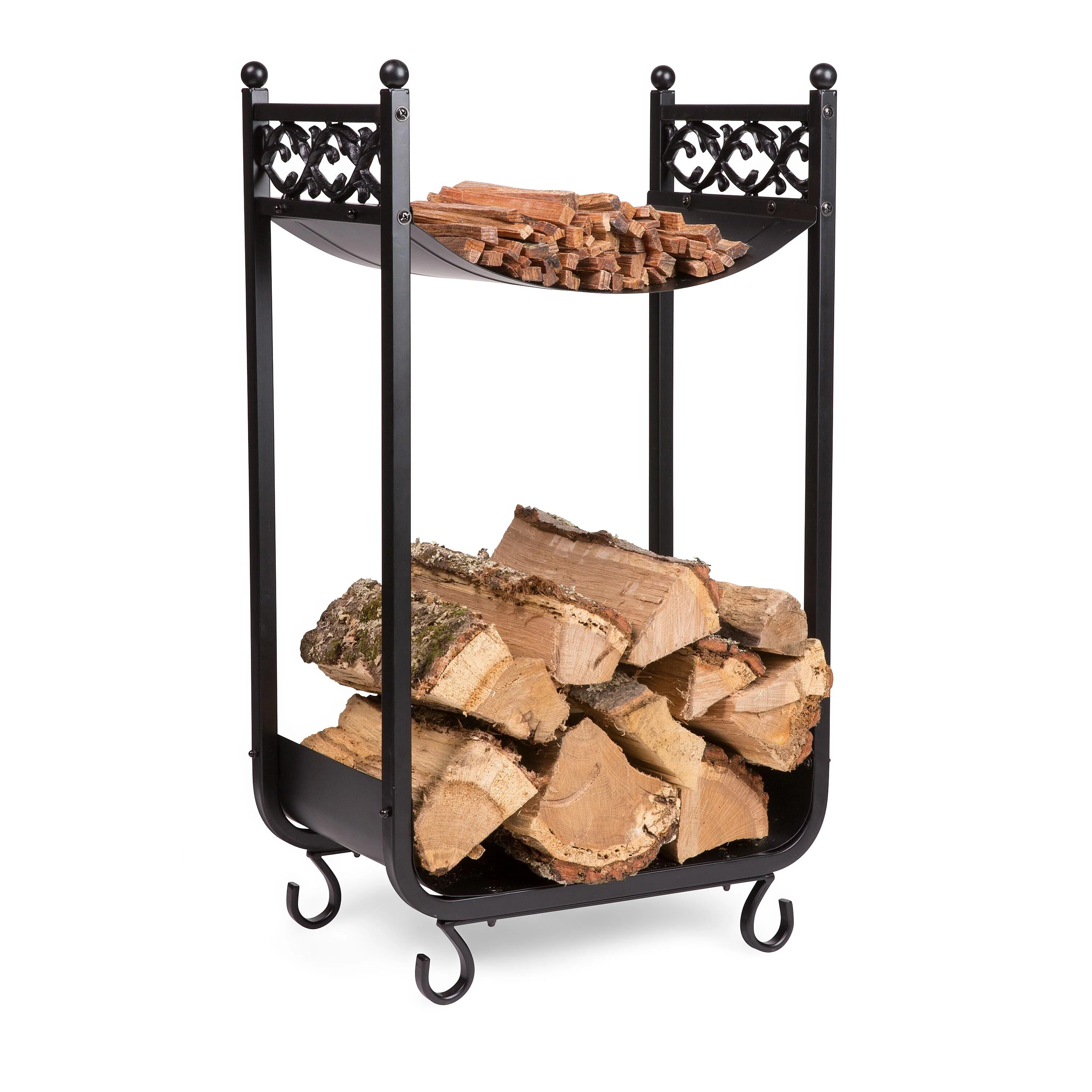 Compact Log Rack, Cast Iron with Scrollwork Design - Image 5