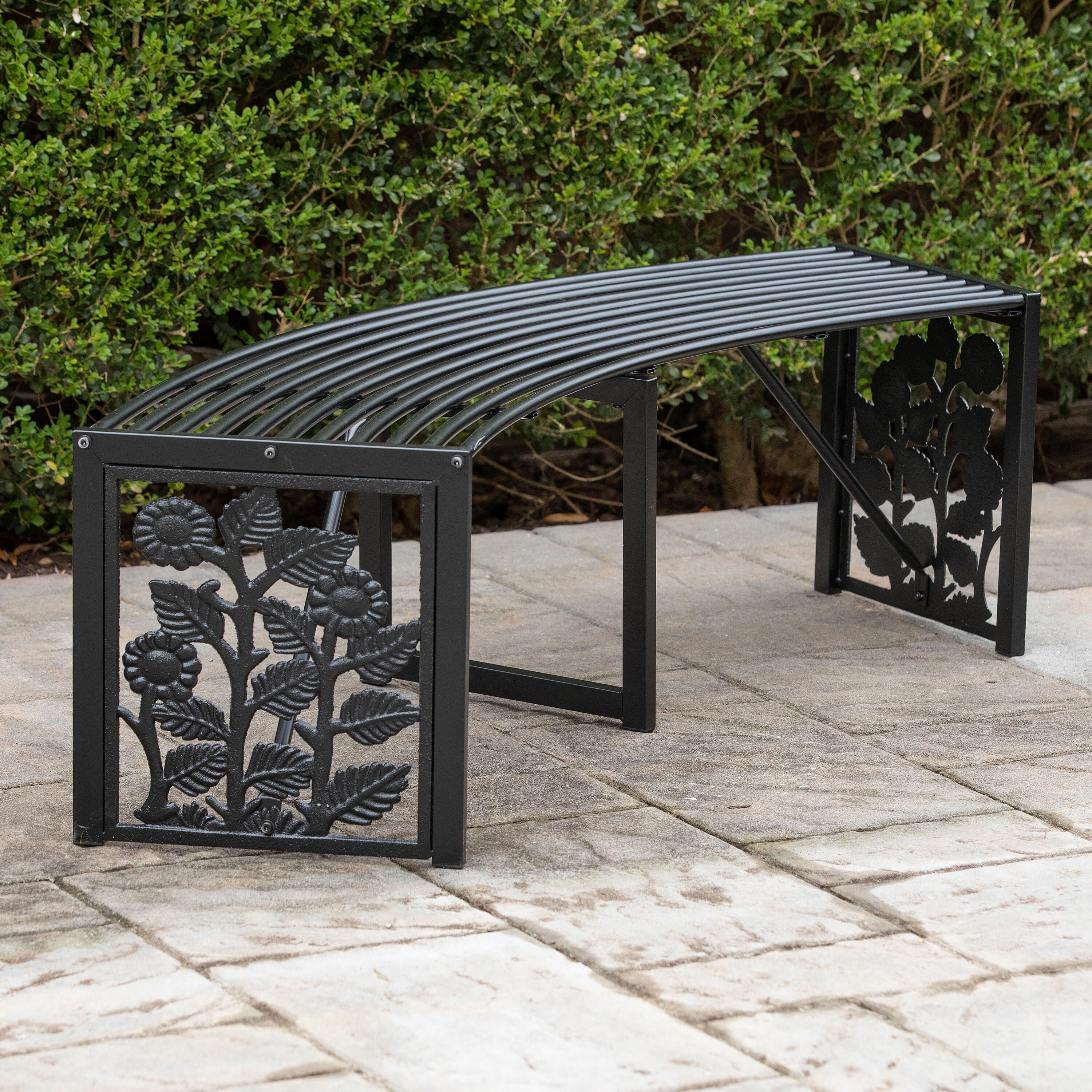 Sunflower Metal Backless Curved Garden Bench
