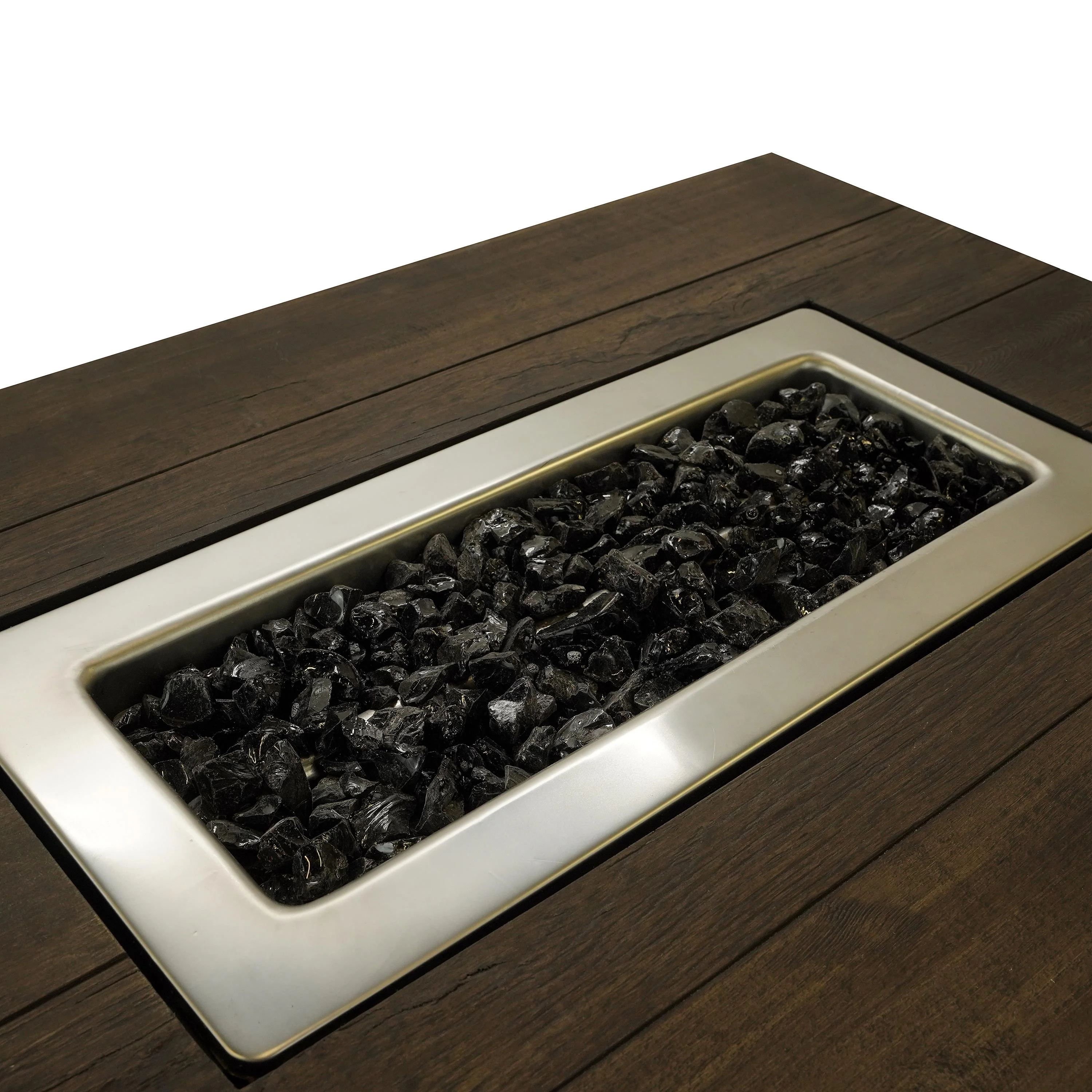 Kamden Propane Gas Fire Pit with Faux Wood Tabletop and Glass Rocks - Image 4