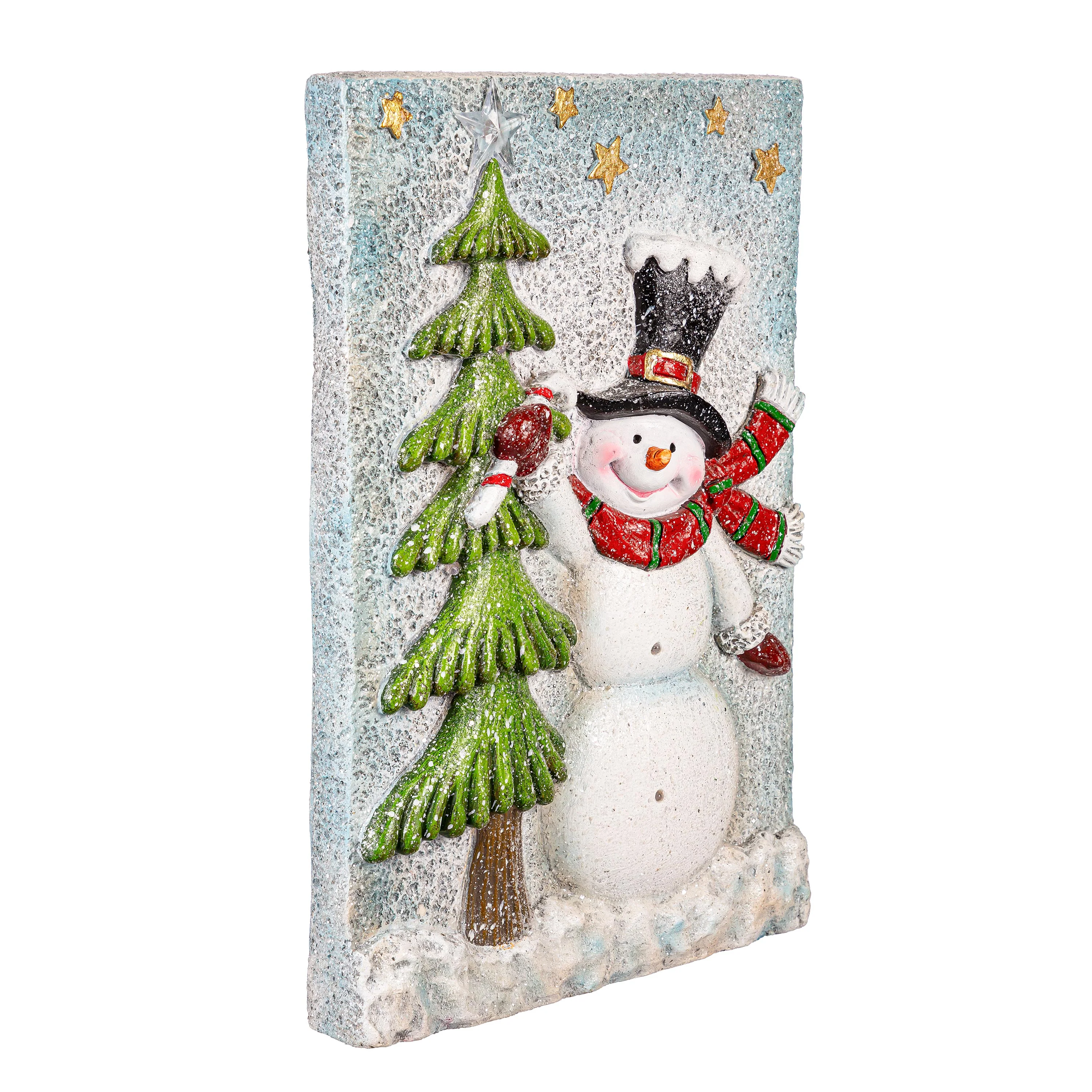 Heartfelt Cheer Indoor Wall Decor, LED MGO Textured Wall, Snowman with Tree - Image 4