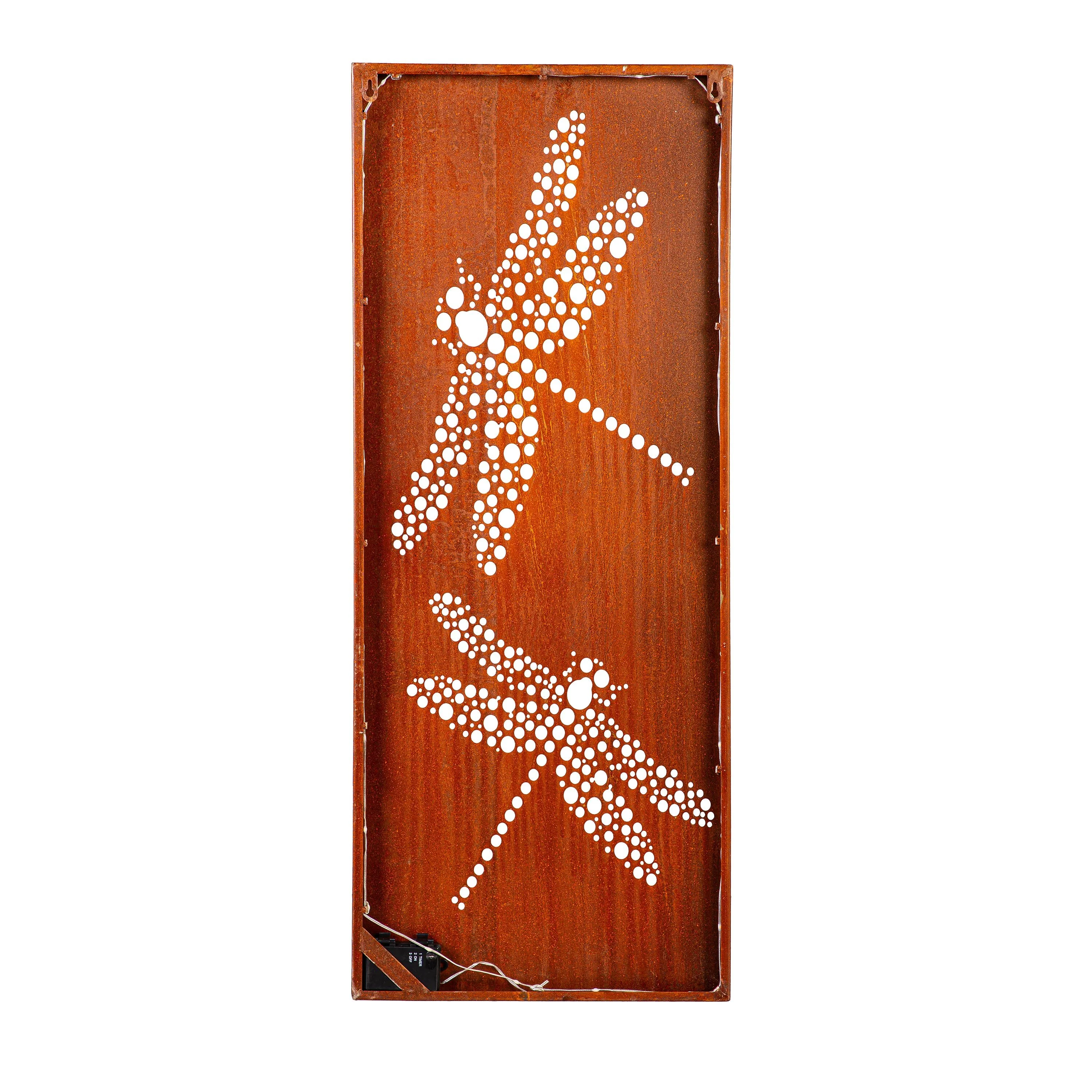Pollinator Garden Outdoor Wall Décor, LED Laser Cut Metal, Dragonfly, 15" L x 40" H - Image 3