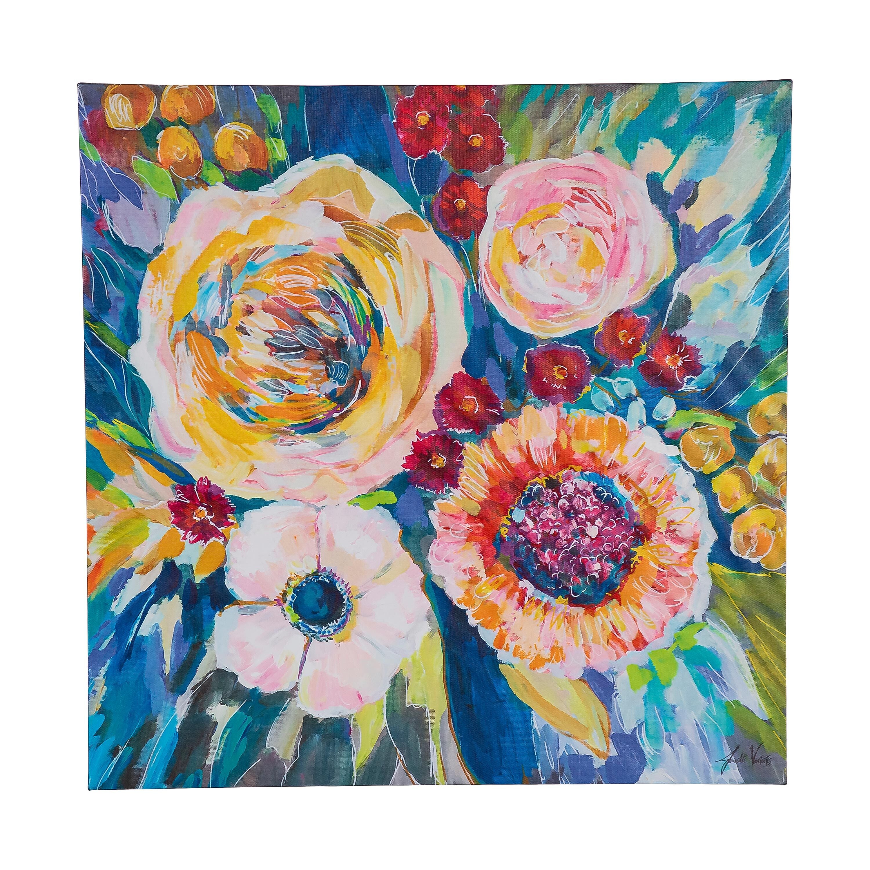 24" H x 24" L Outdoor Canvas, Colorful Flower Bouquet - Image 3