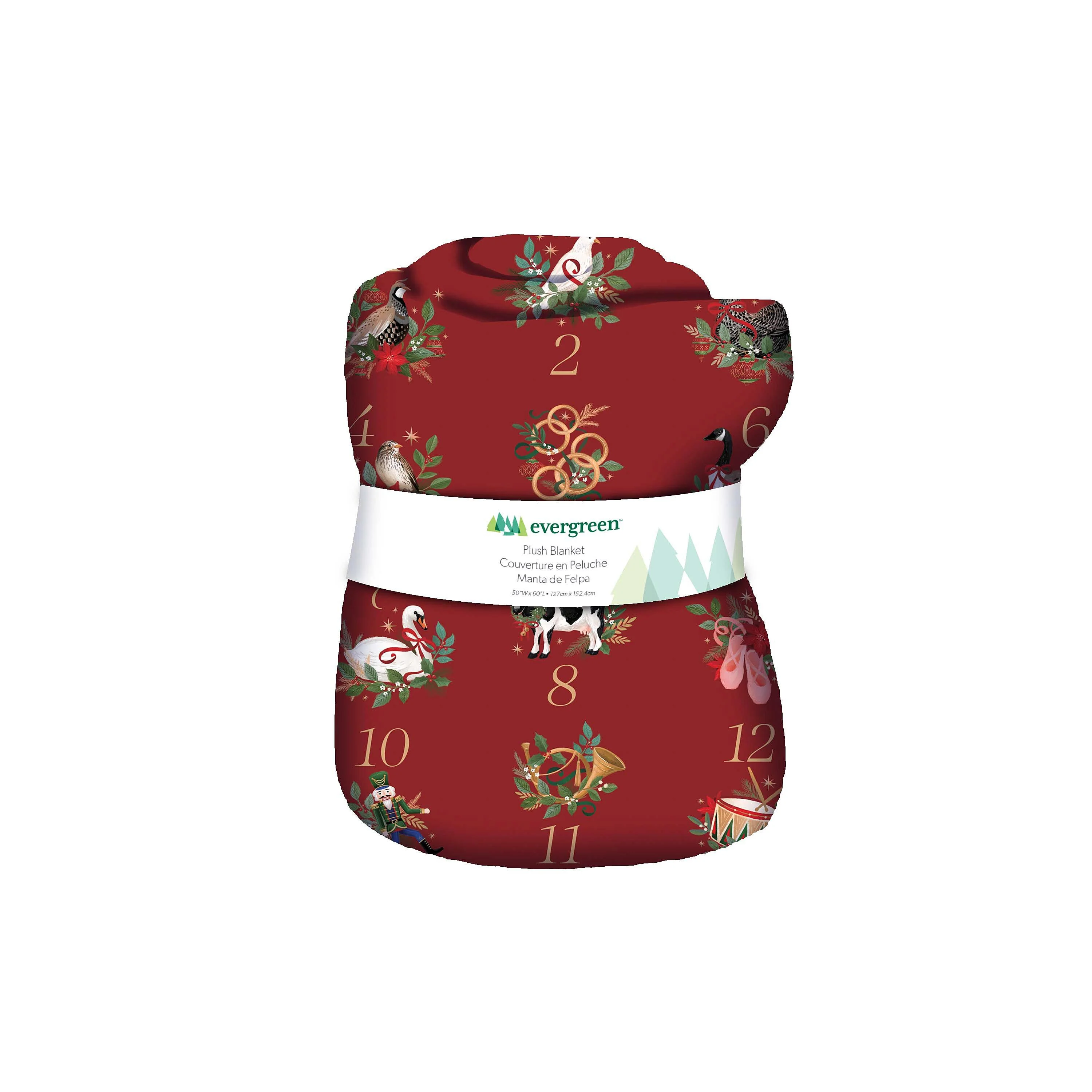 Joyful Traditions Plush Blanket, 12 Days of Christmas, 60"L x 50"W - Image 3