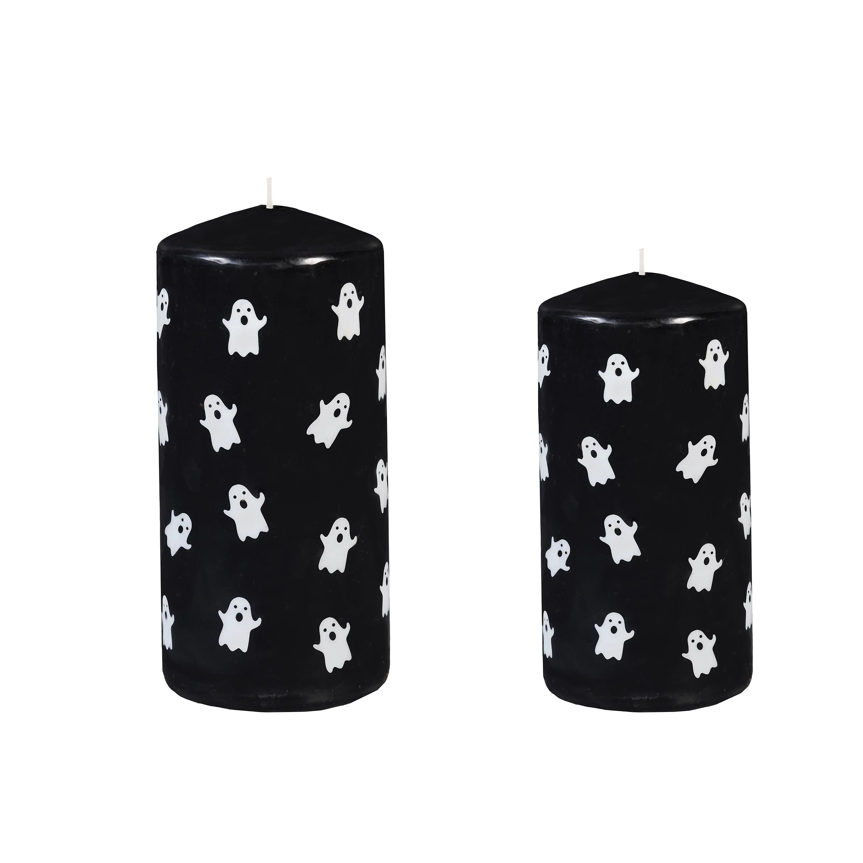 Haunted House Ghost Pillar Wax Candle, Set of 2