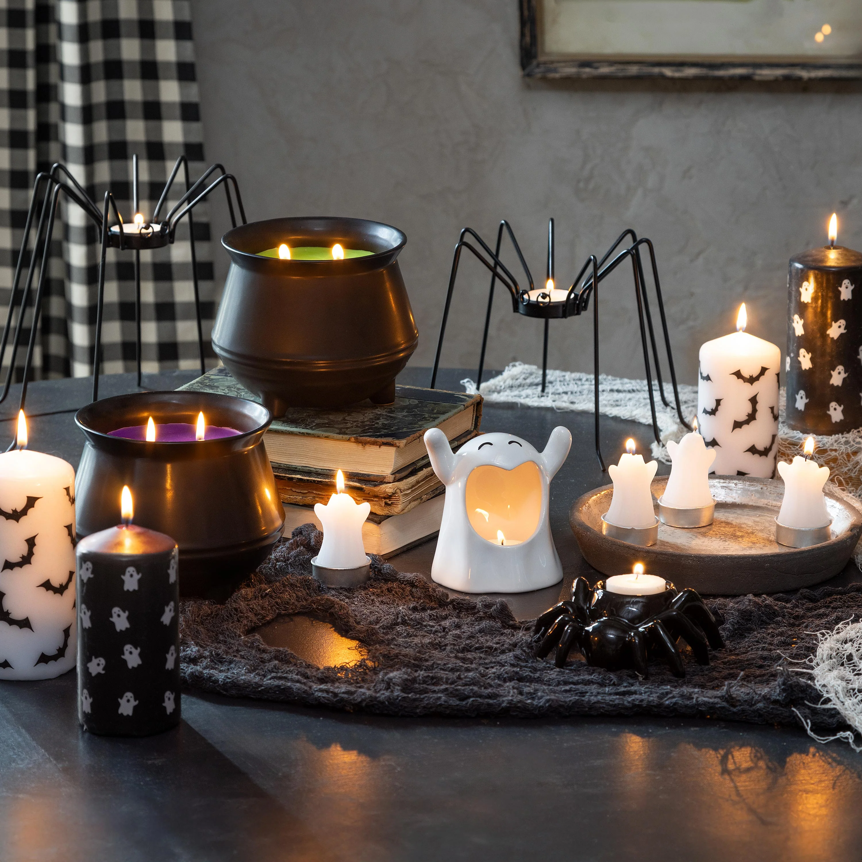 Haunted House Ghost Pillar Wax Candle, Set of 2 - Image 3