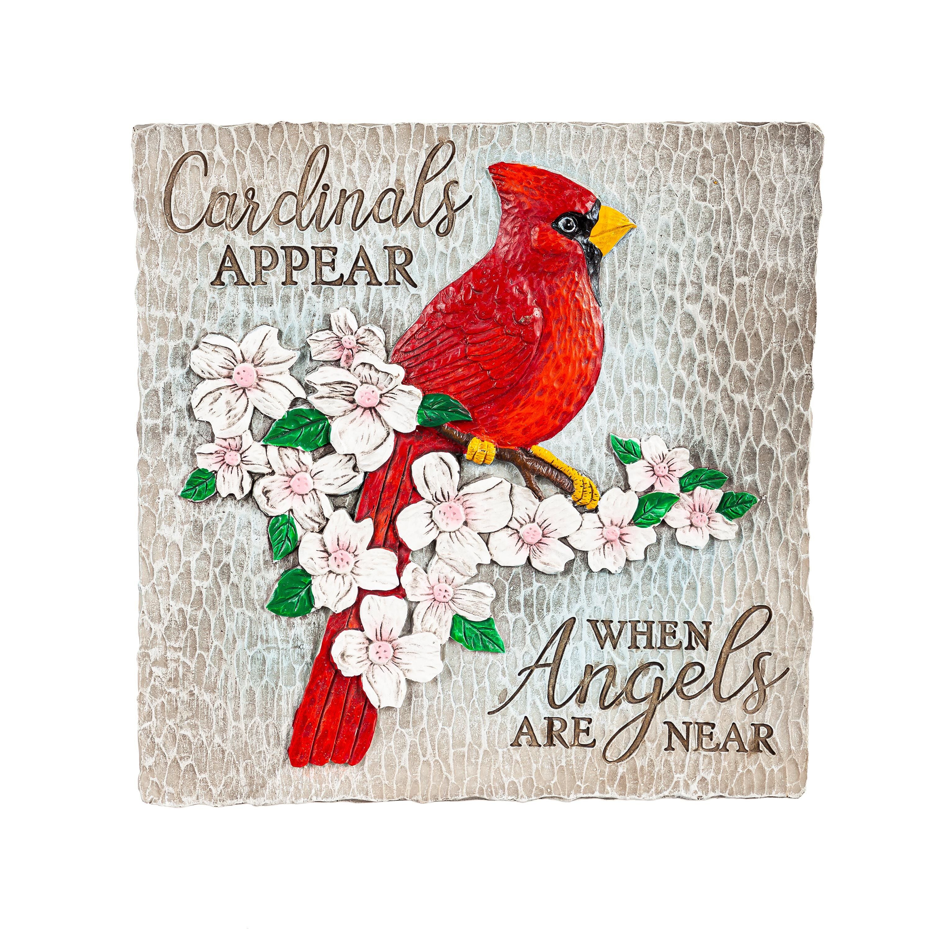Memorial Garden Stone, Cardinals Appear when Angels are Near, 10.5" - Image 3