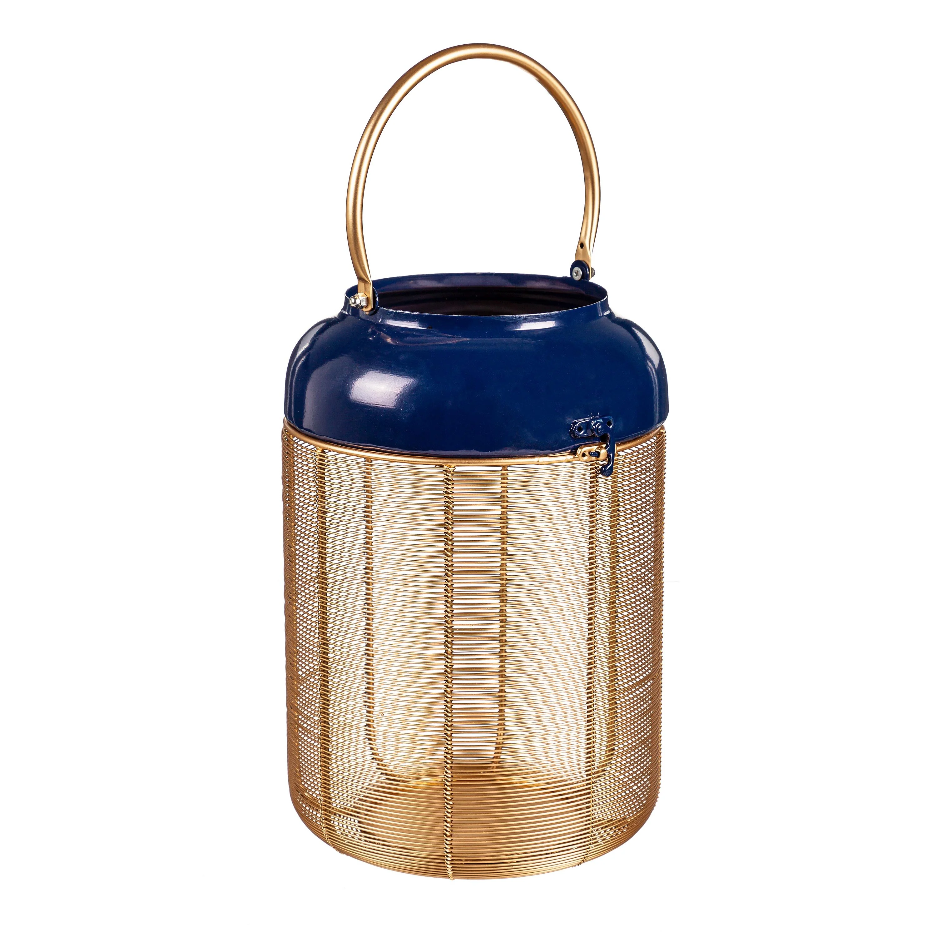 Blue and Gold Metal Lanterns, Set of 2 - Image 3