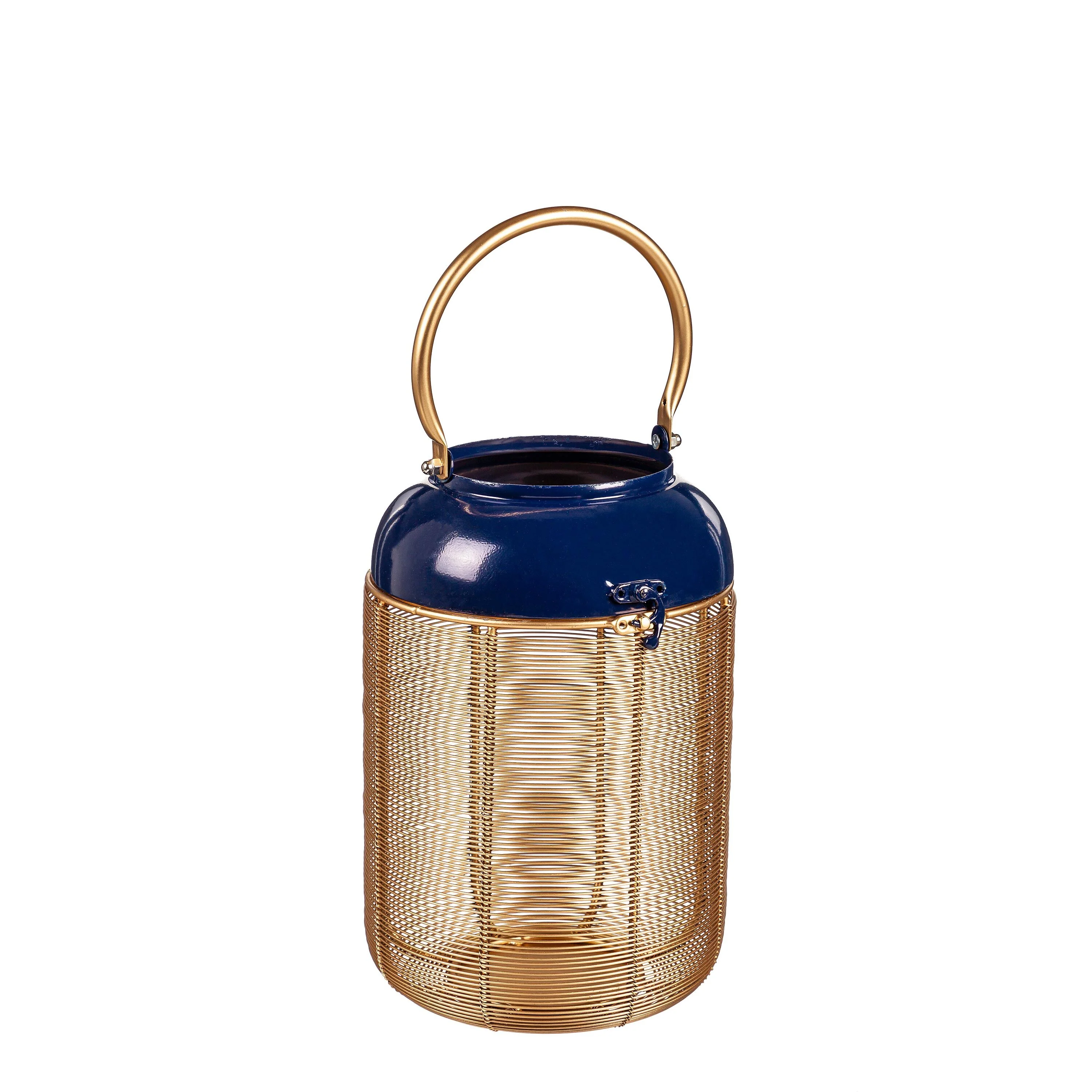 Blue and Gold Metal Lanterns, Set of 2 - Image 4