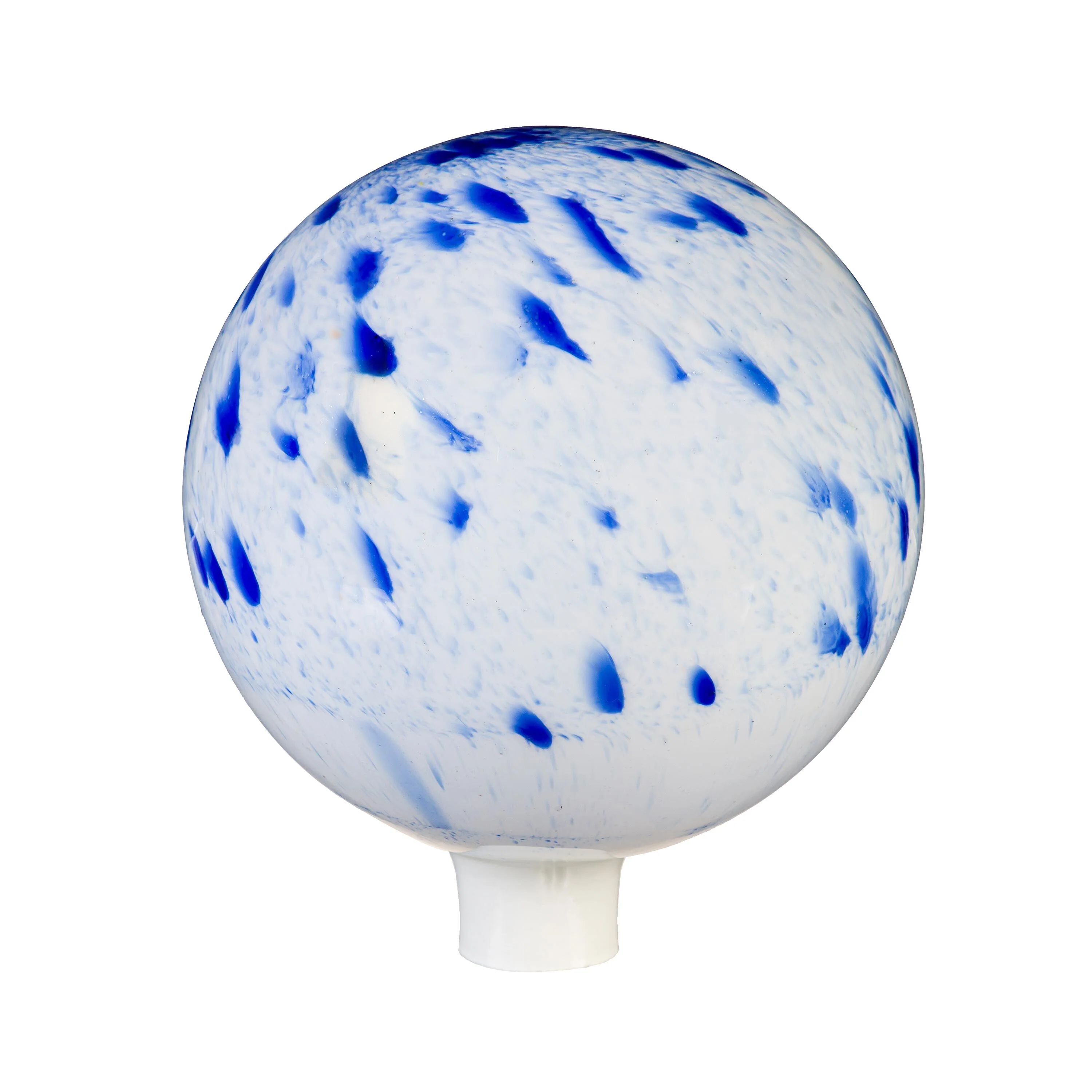 White & Blue Spotted Glass Gazing Ball, 10" - Image 2