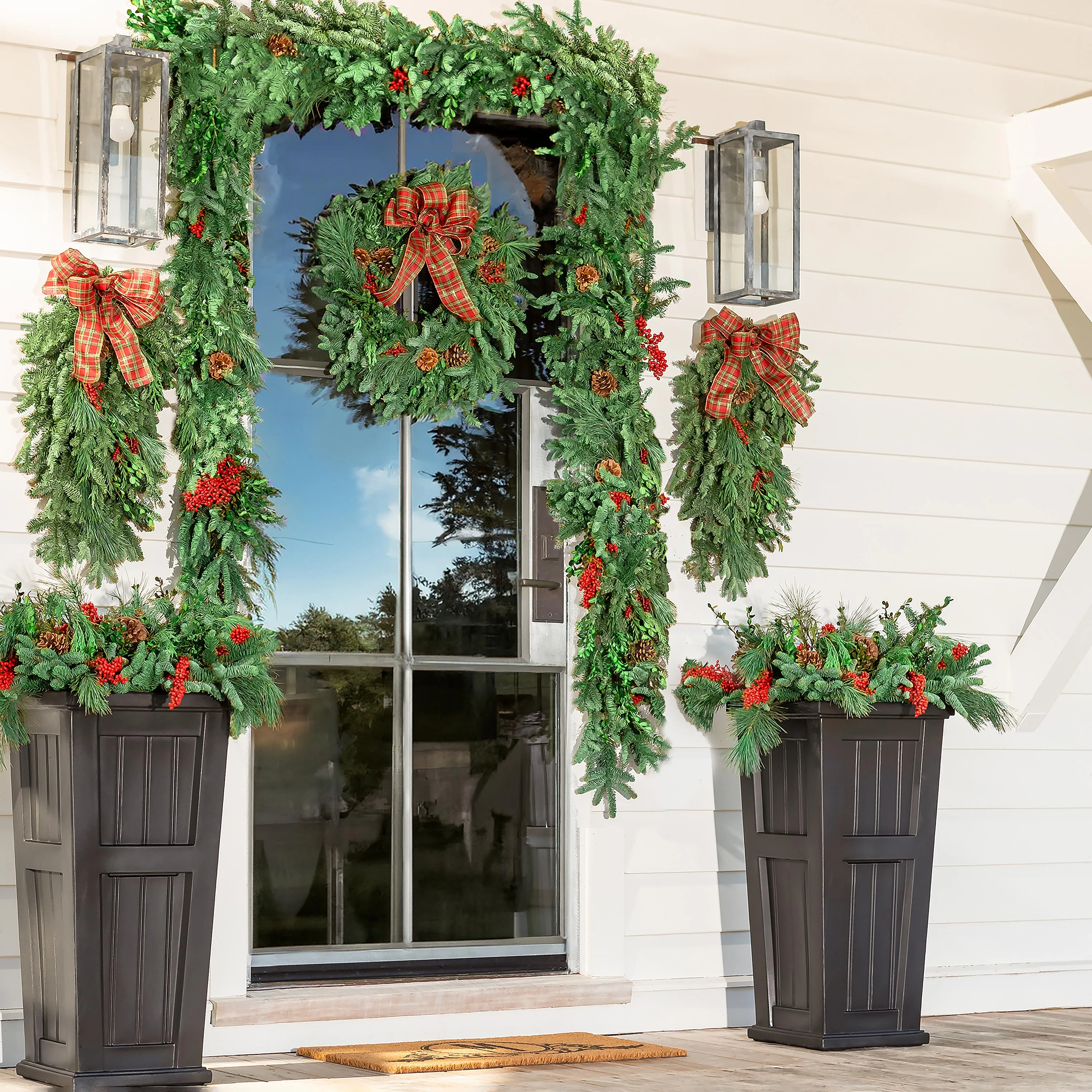 Holiday Woodland Evergreens 30"Wreath With Bow - Image 4