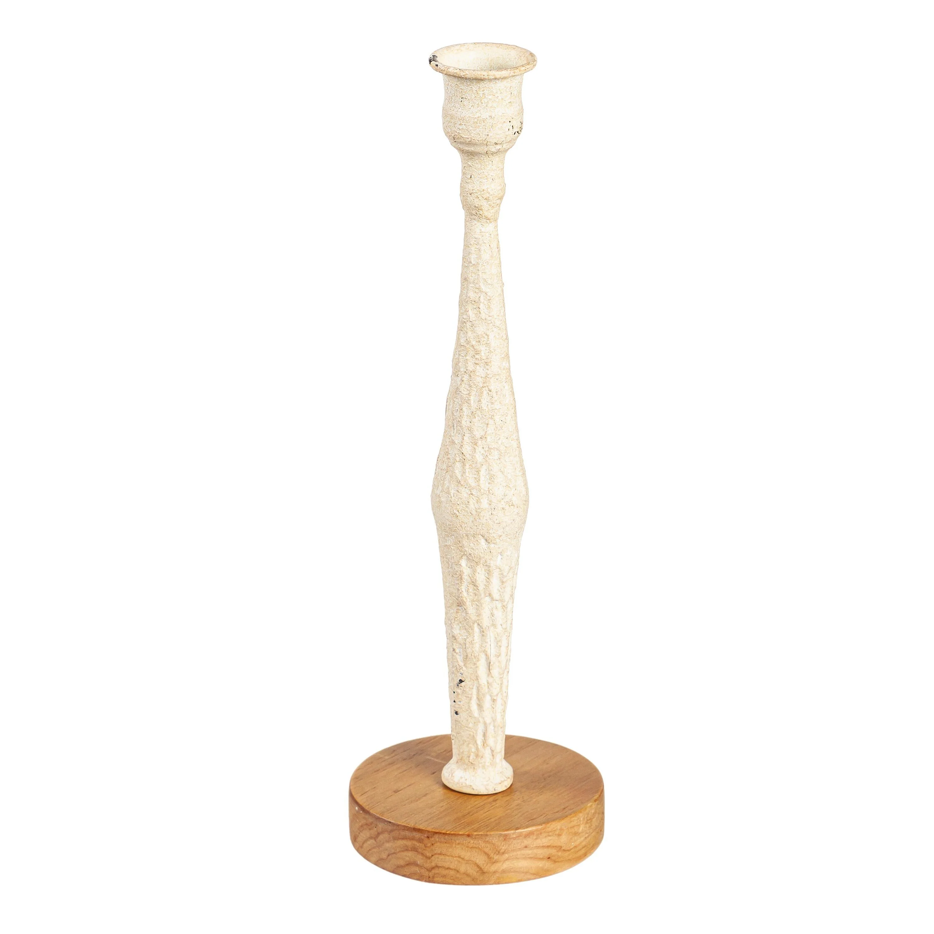 Metal Candlestick Holder with Wood Base, Set of 3 - Image 3