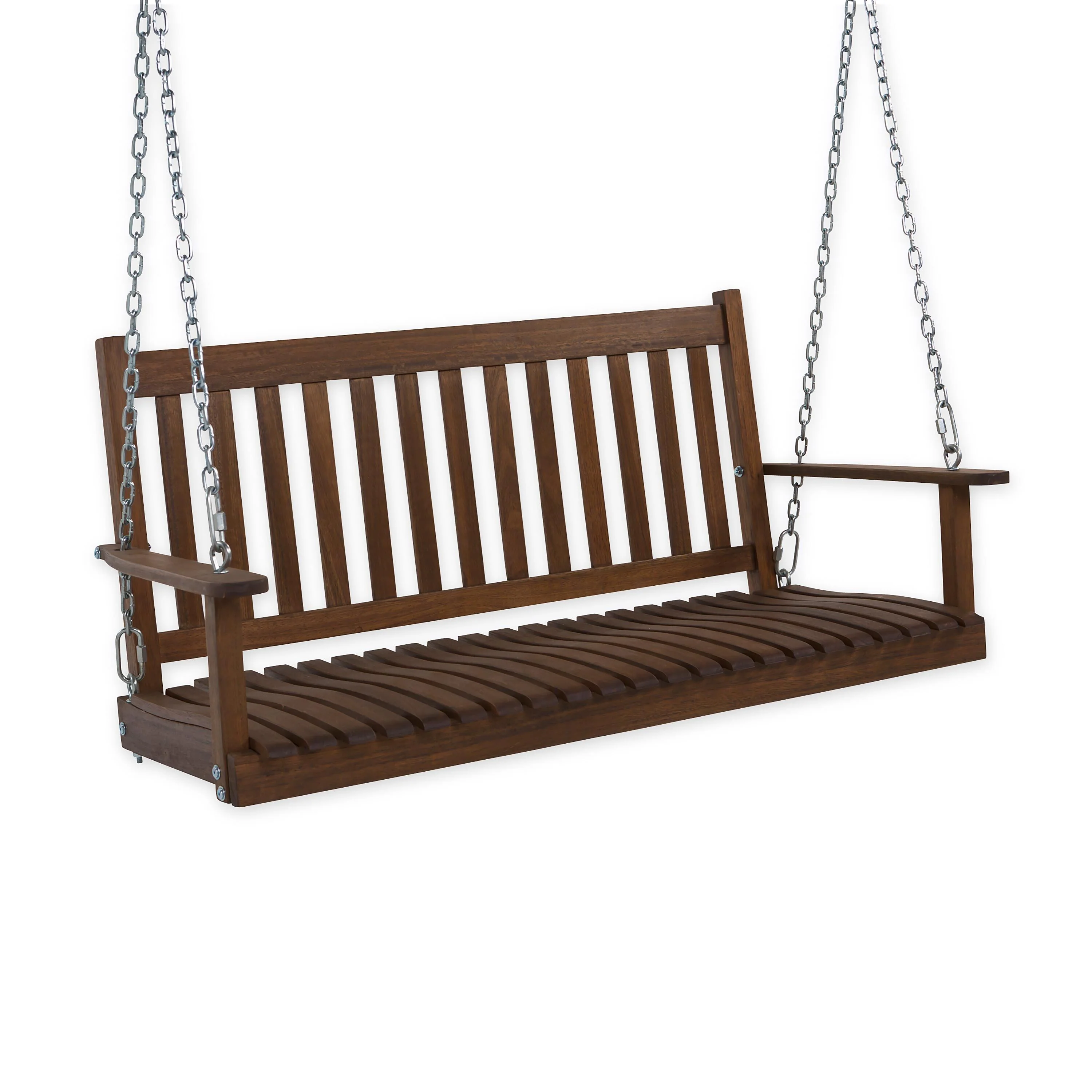 Slatted Wood Porch Swing - Image 2