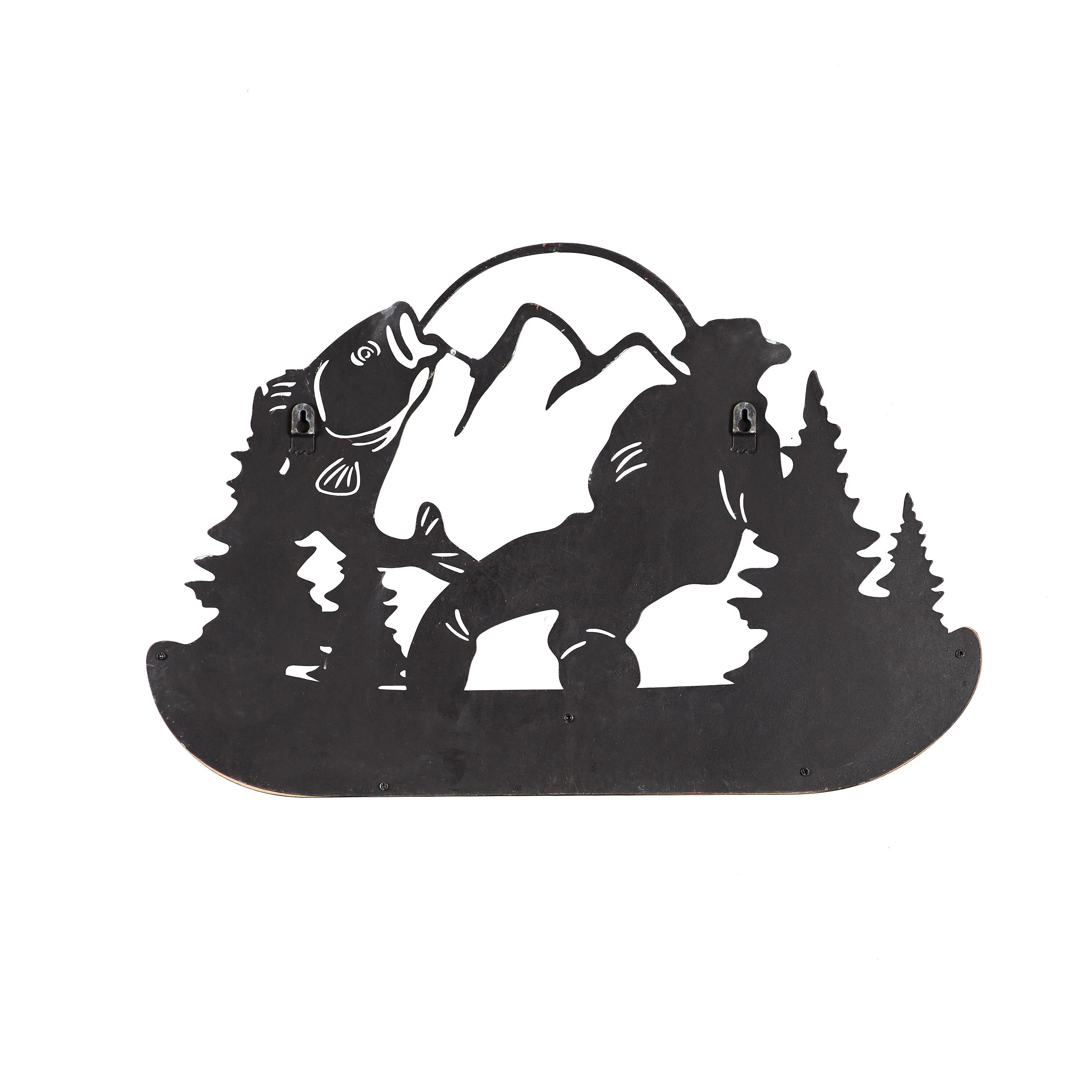 Metal and Wood Mountain Wall Décor with Hooks - Image 3