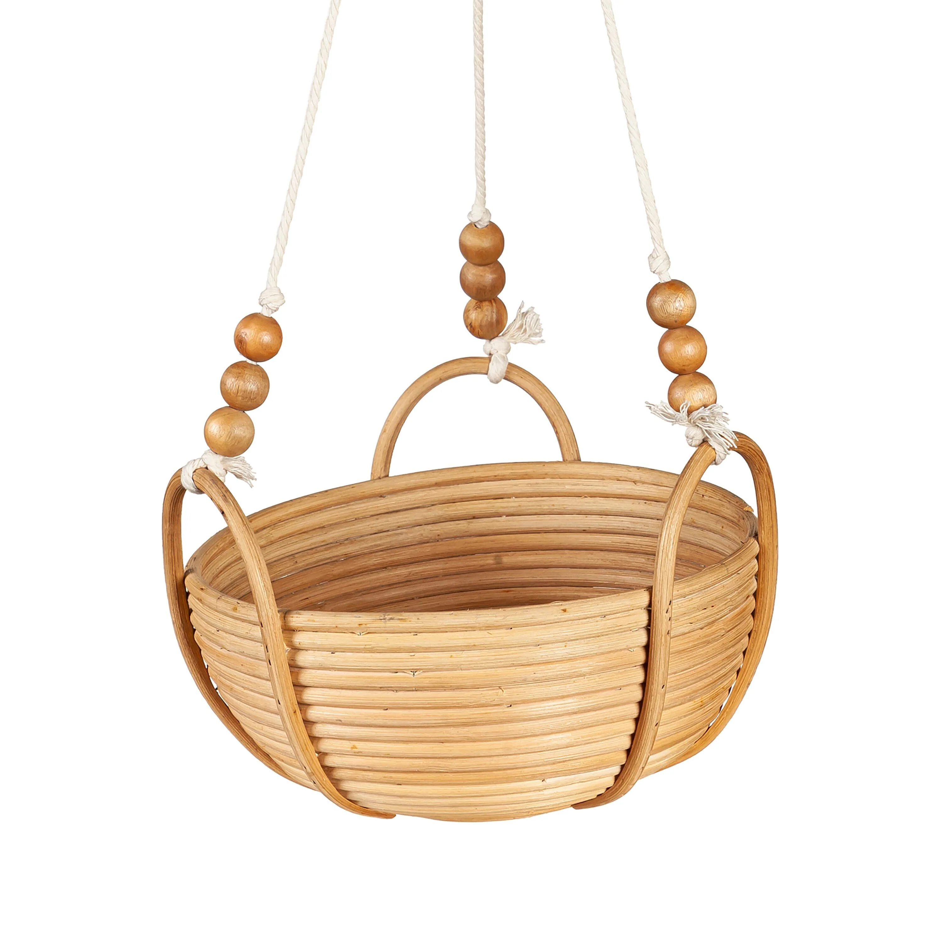 VivaStyle Planter, Wood, Rattan Hanging Basket Planter - Image 3