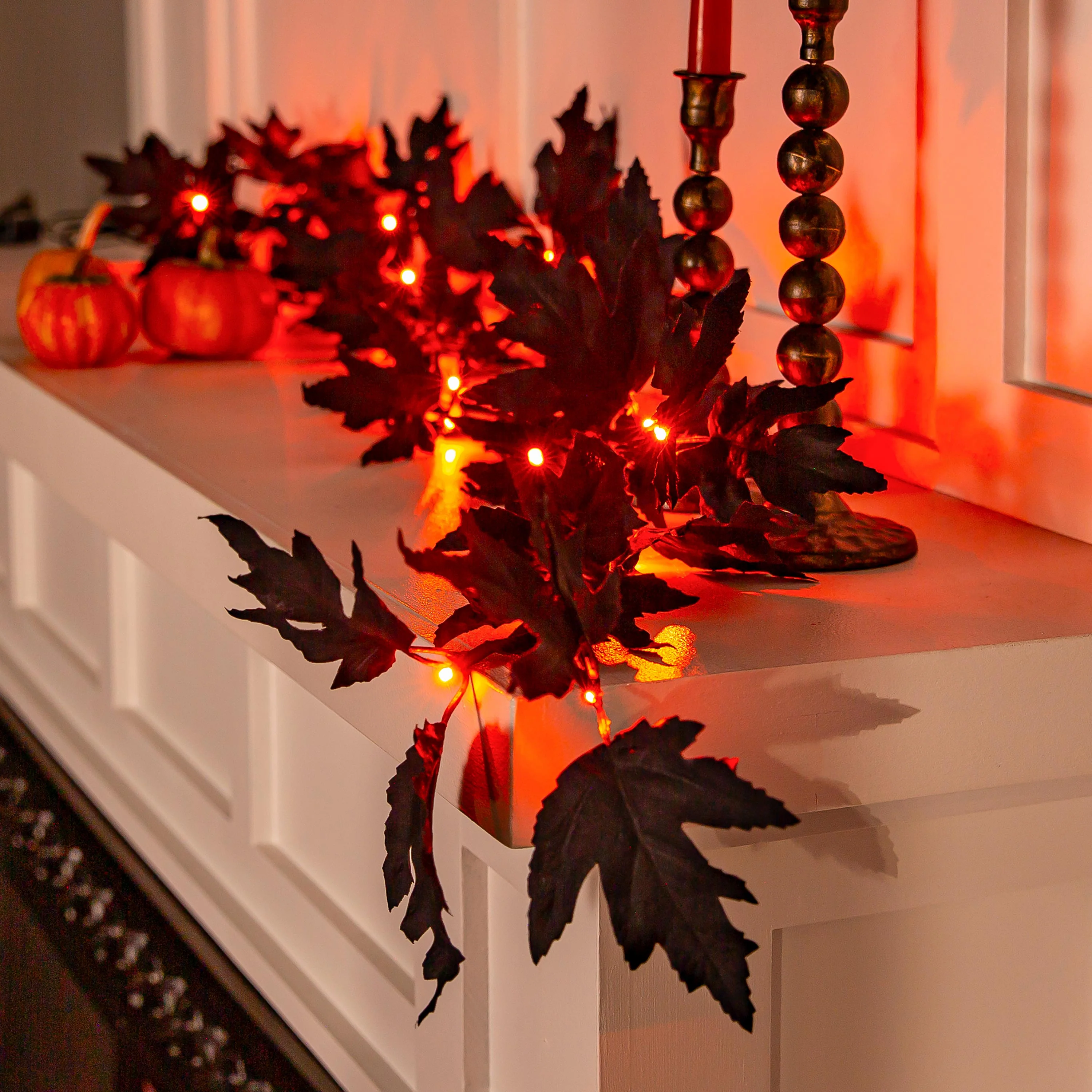 Halloween Maple LED Color Changing Garland, 72"L - Image 3